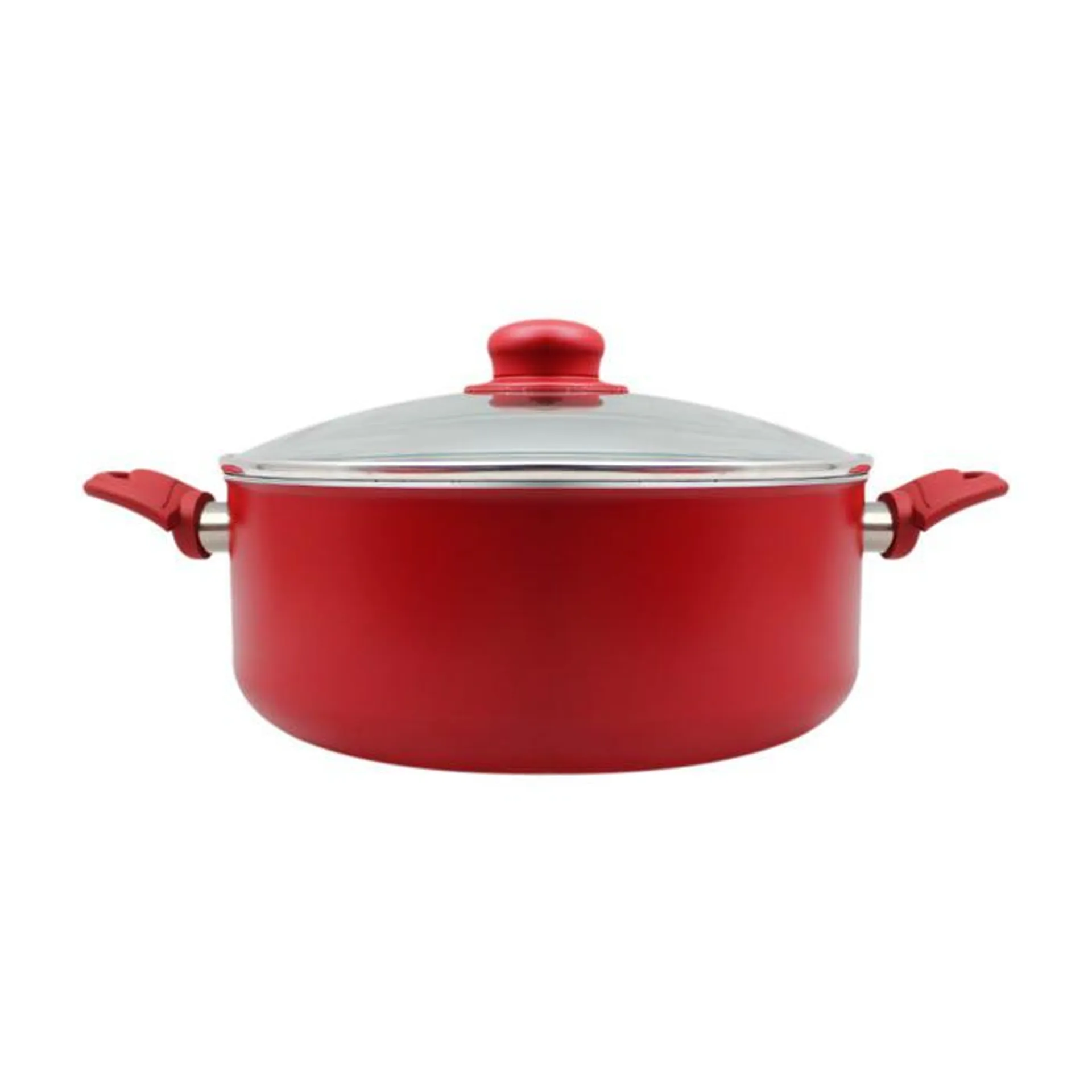 Cacerola 28 cm con tapa aluminio prensado con antiadherente rojo Termoli