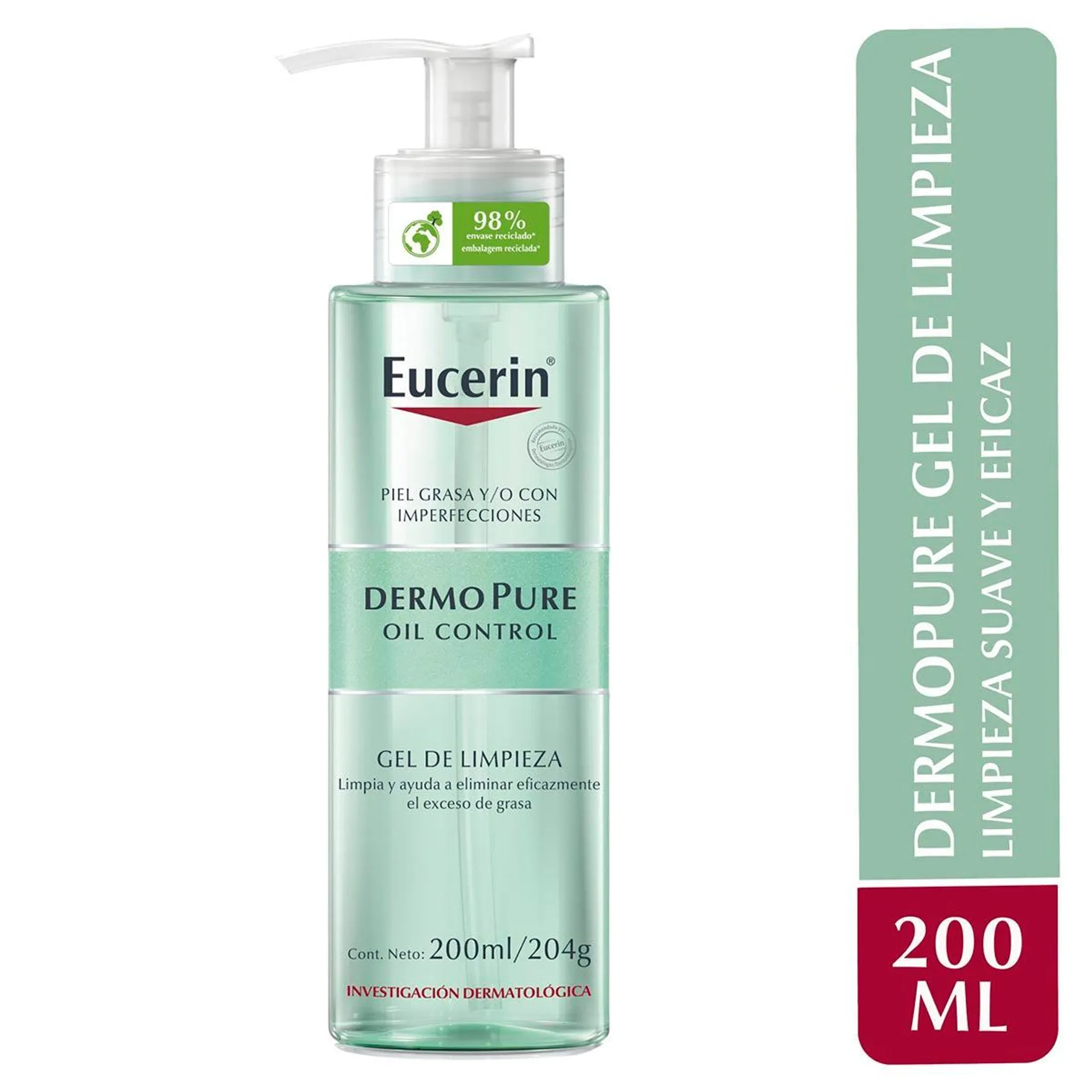 Eucerin gel limpiador facial dermopure piel grasa y/o con tendencia acneica 200ml.