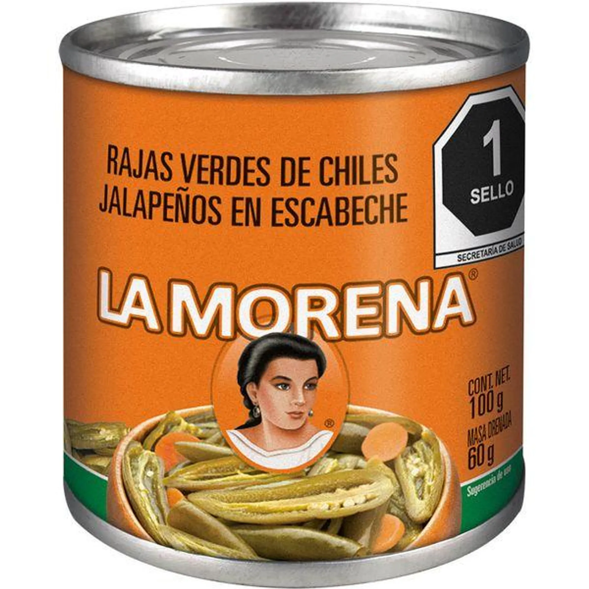 Rajas verdes La Morena de chiles jalapeños 100 g