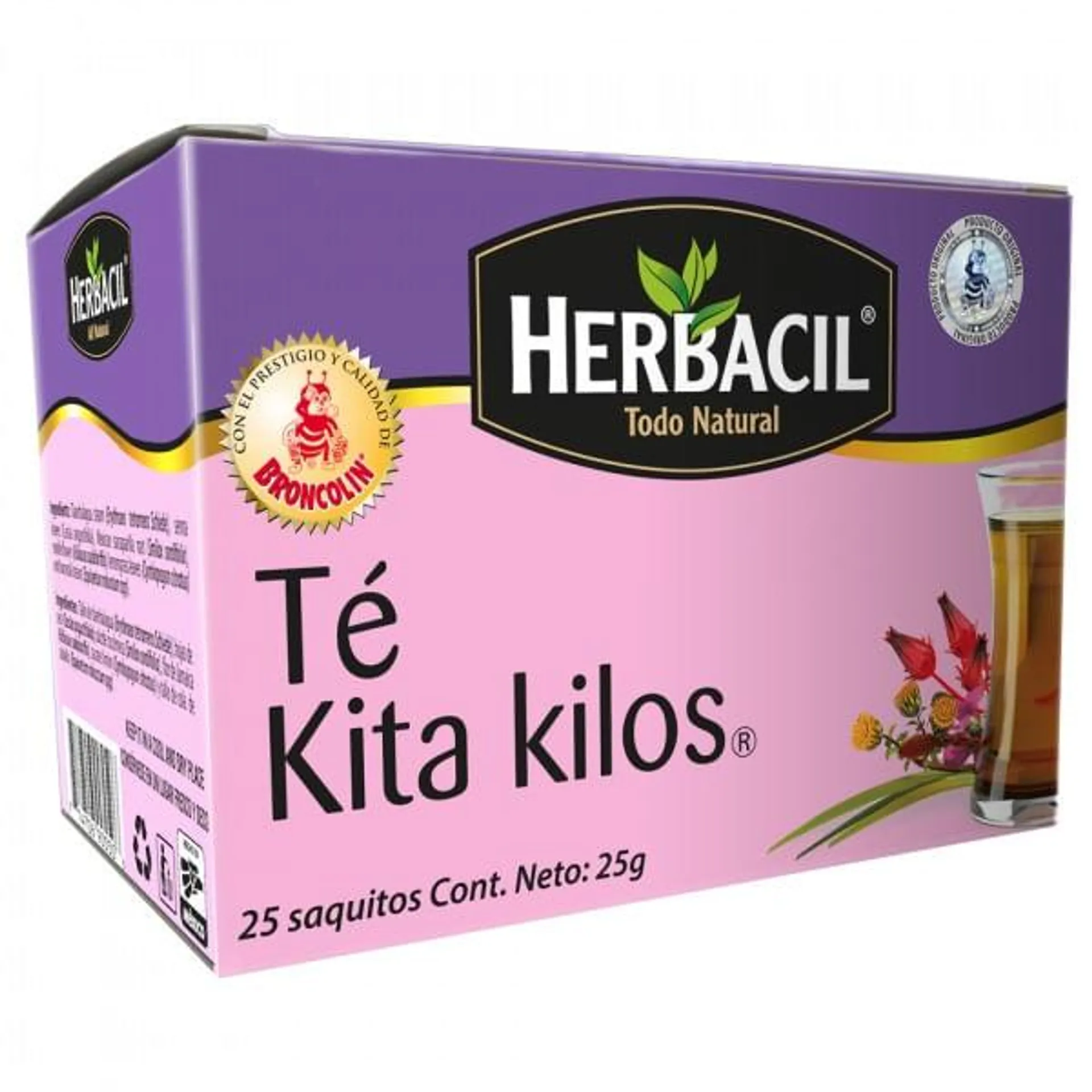 Té Herbacil kita kilos con 25 bolsas