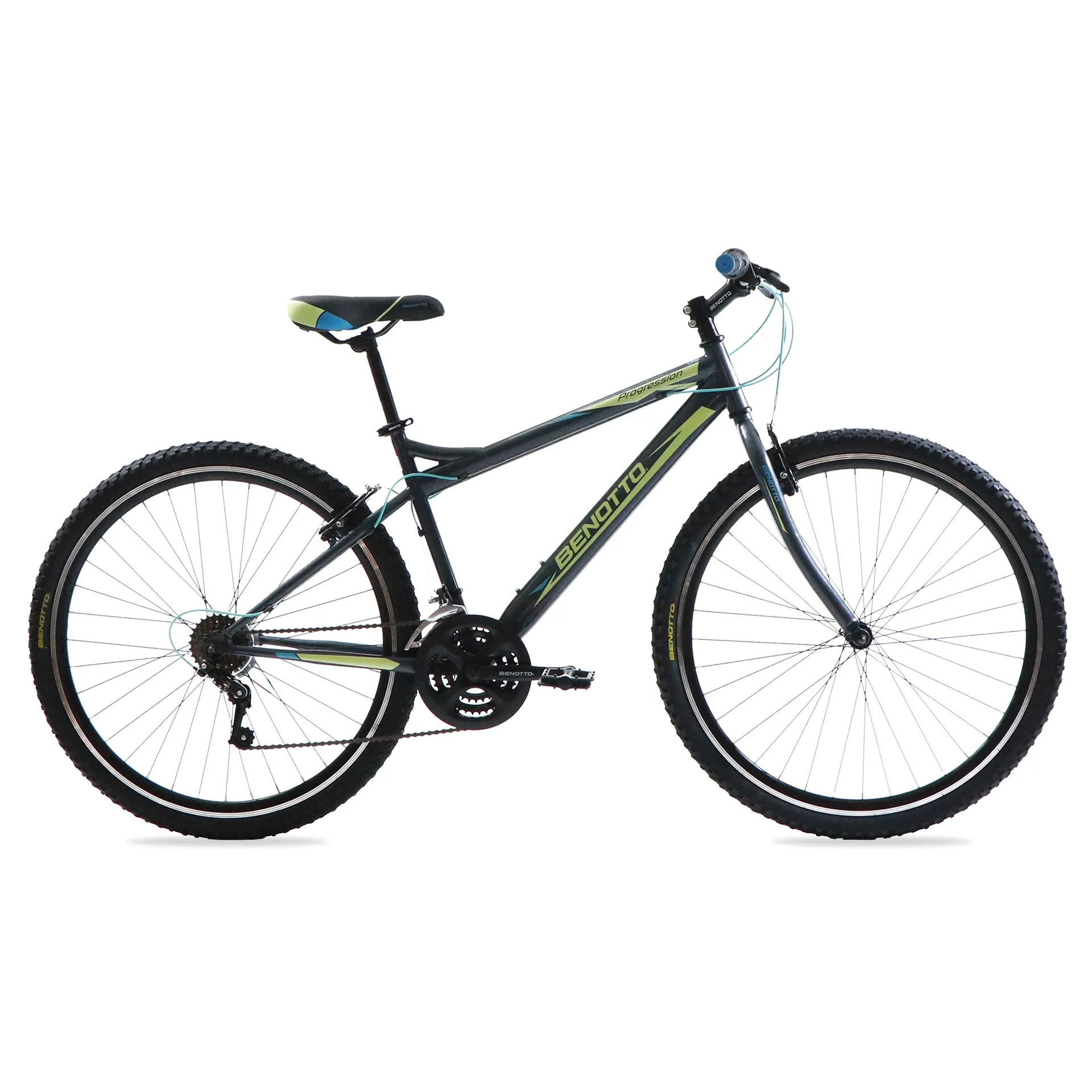 Bicicleta BENOTTO Montaña PROGRESSION R29 21V. Hombre Frenos ”V” Acero Gris Oscuro/Verde Talla:UN