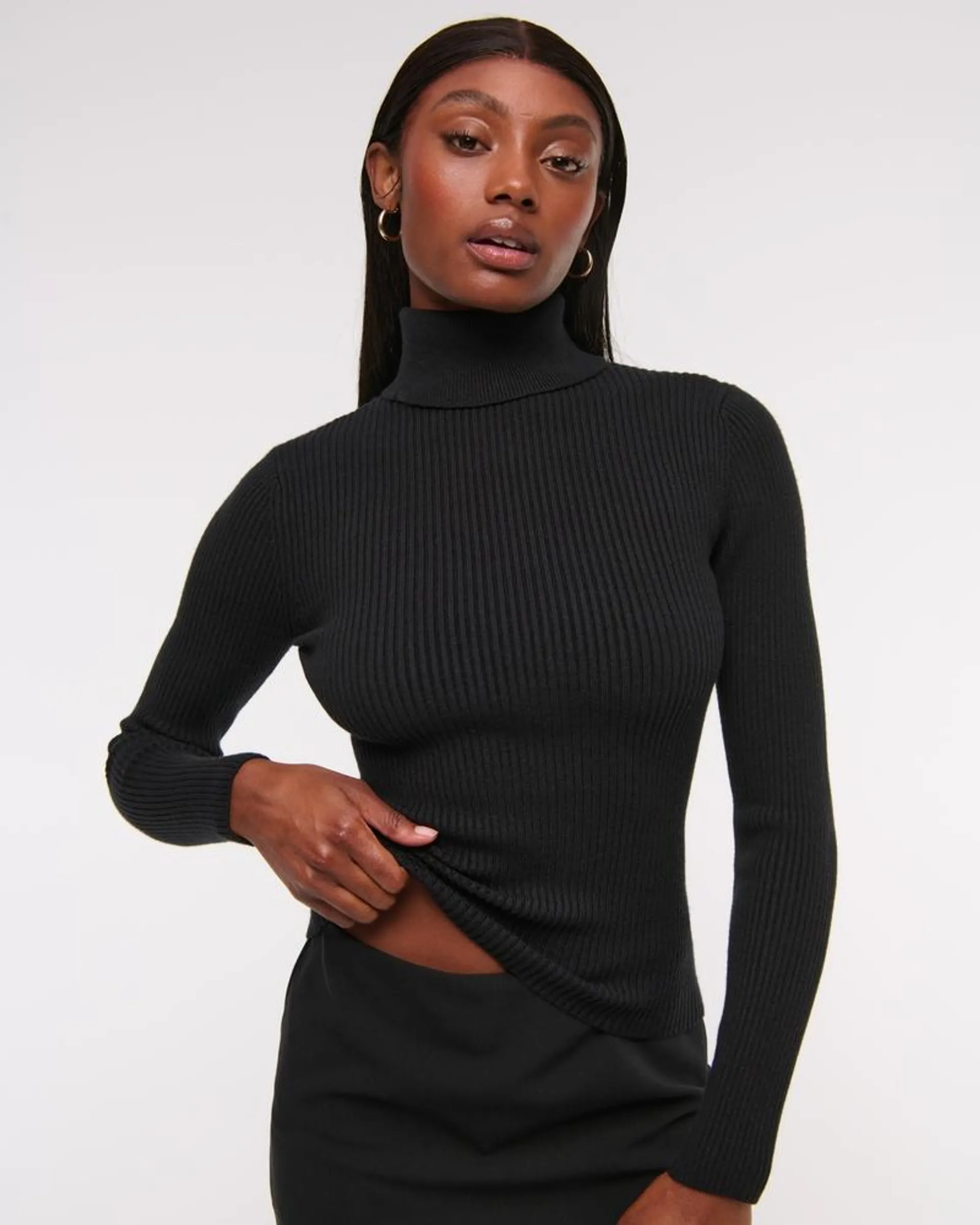 LuxeLoft Slim Ribbed Turtleneck Top