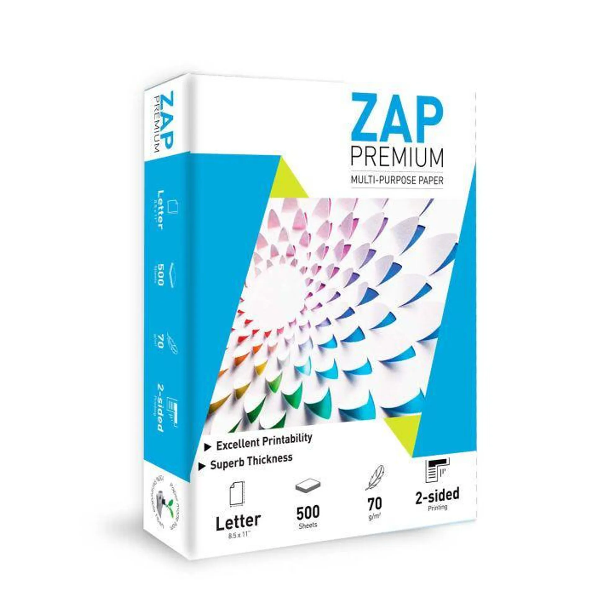 BOND BLANCO PAPER ZAP 21.6 X 28 CARTA C/500 70 GMS. BCO.96%