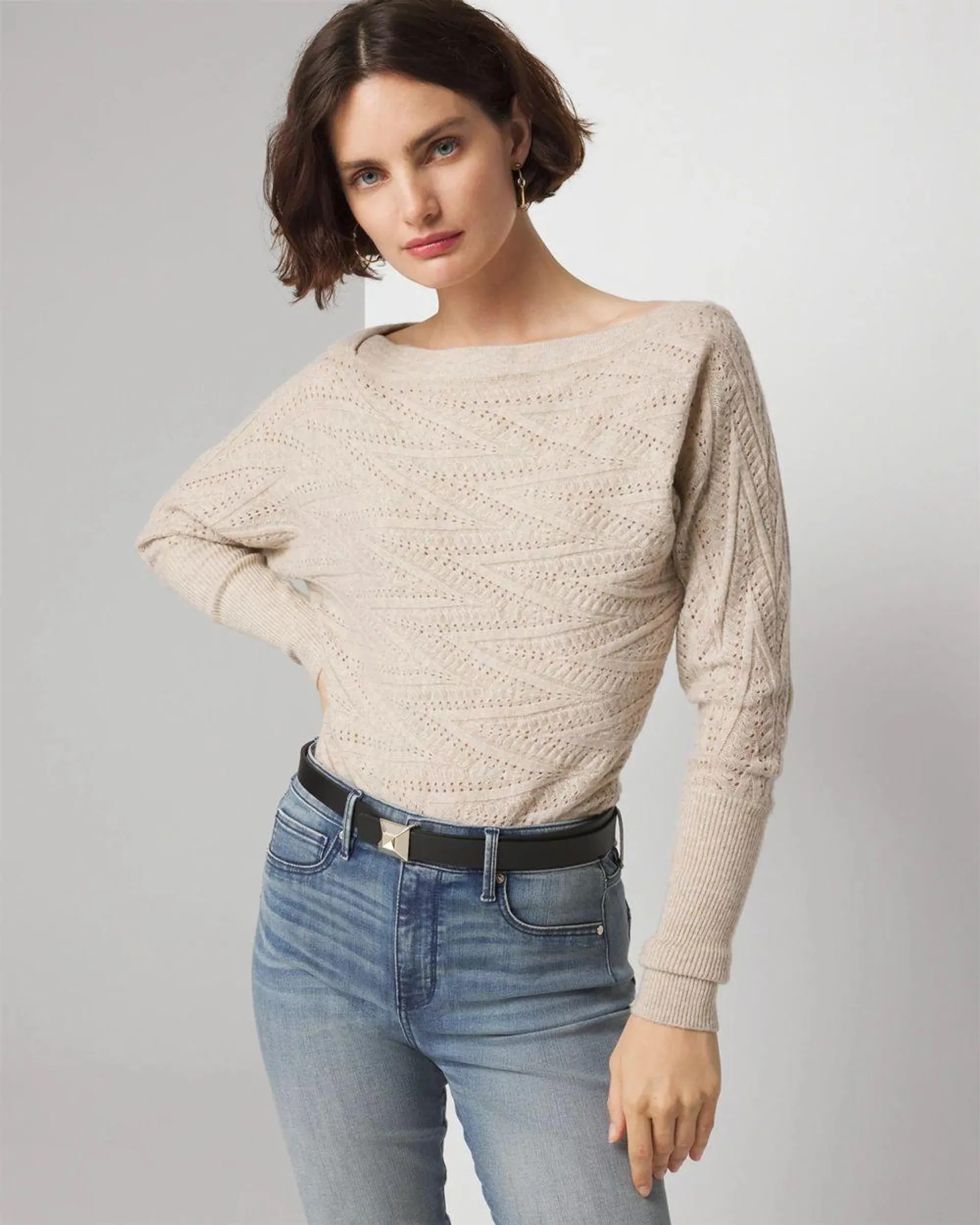 Novelty Stitch Asymmetrical Pullover Sweater