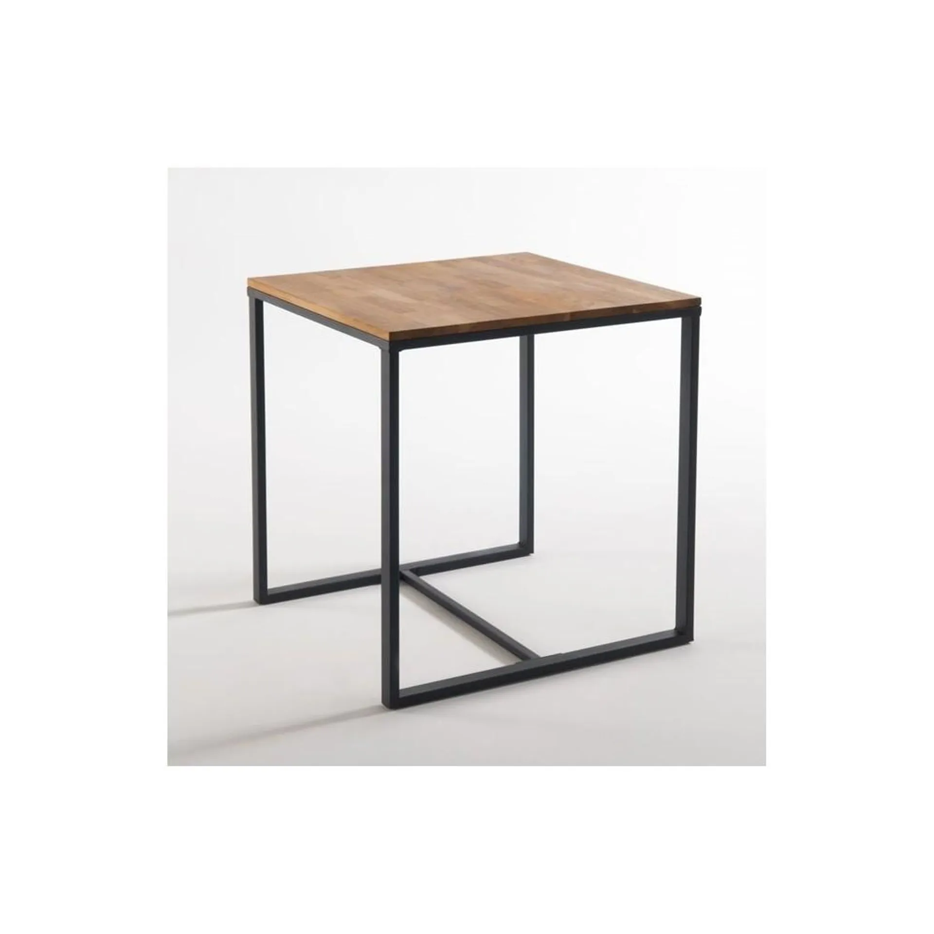 Ozio - Mesa estilo industrial con herrería negra y madera de encino