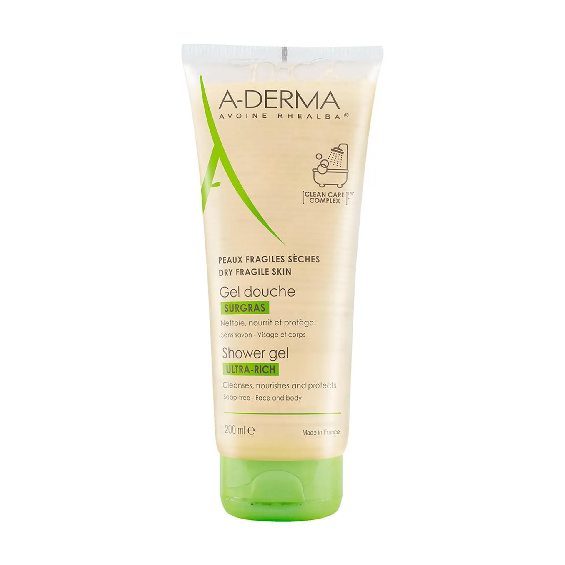 Aderma gel de ducha, limpia y protege la piel sensible 200ml.