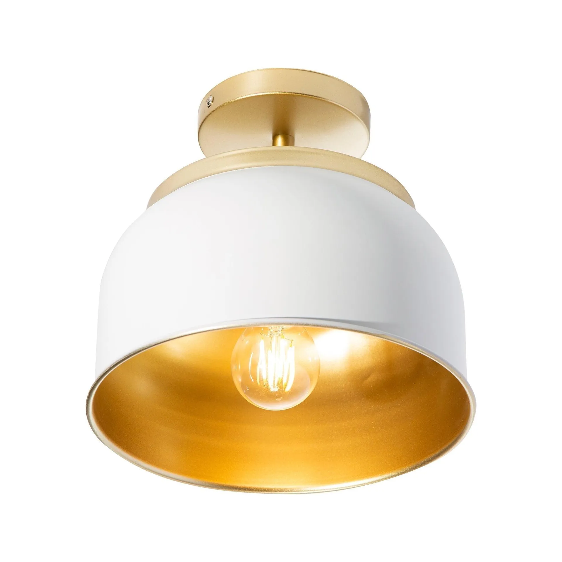 Lámpara de Techo Vintage Blanco Mate Oro 40W E27 1 Luz