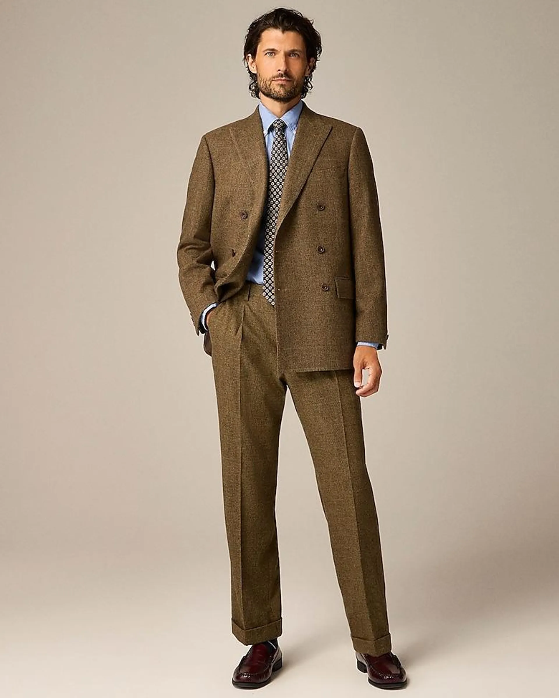 Kenmare Relaxed-fit double-breasted suit jacket in merino wool