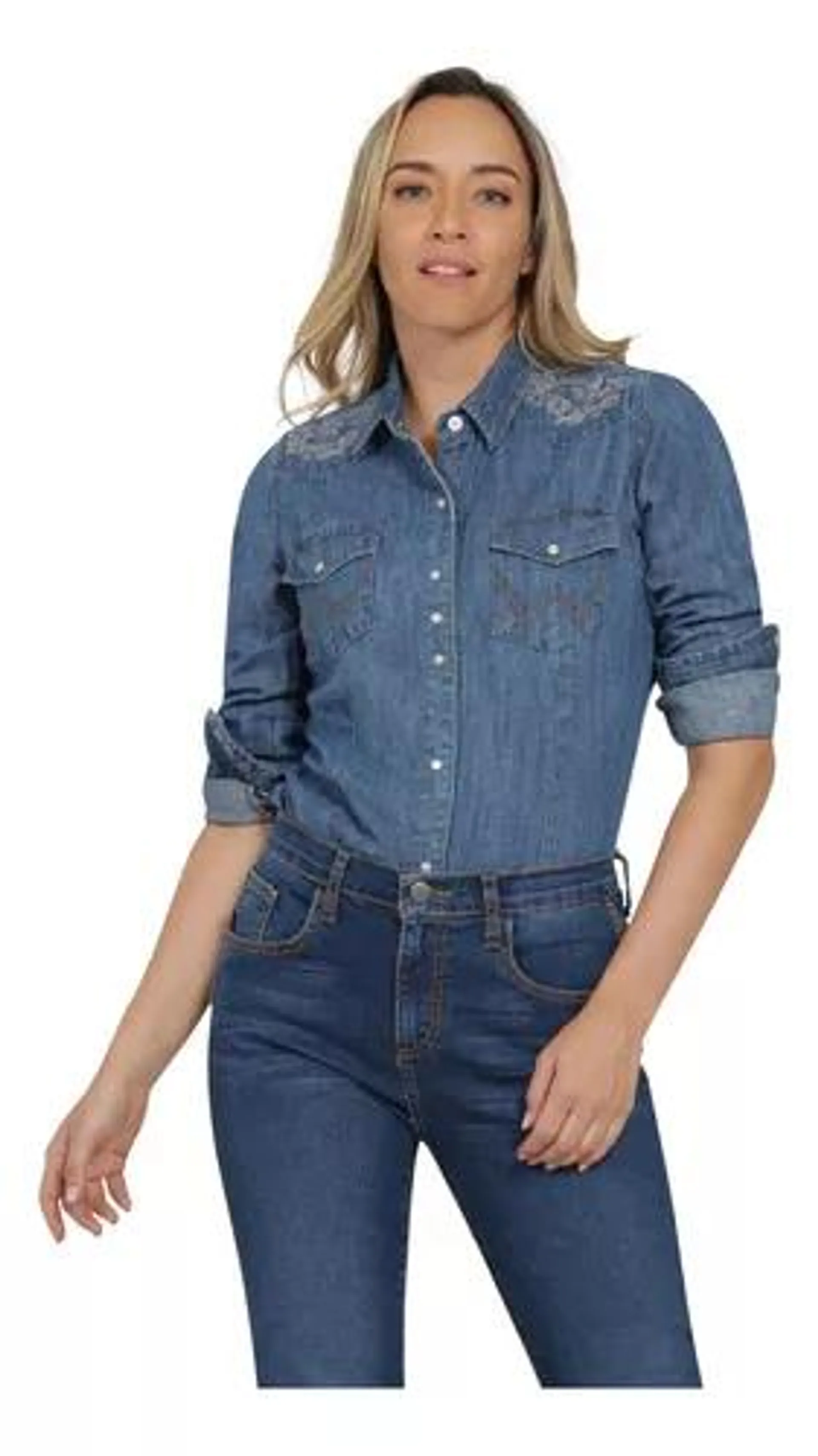 Blusa Vaquera Mujer Wrangler Slim Fit Manga Larga 411