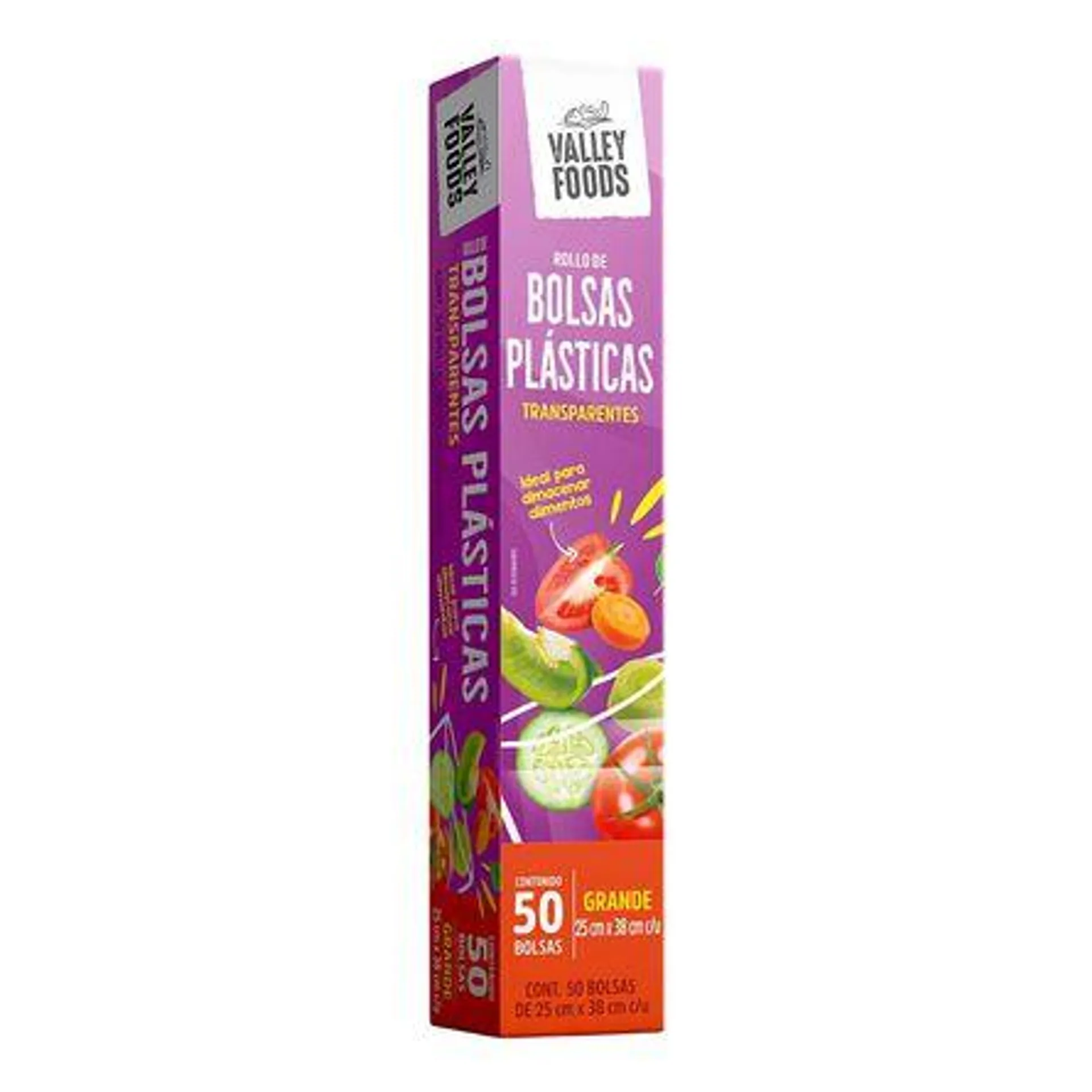 Bolsa Grande para Alimentos Valley Foods 50 pz