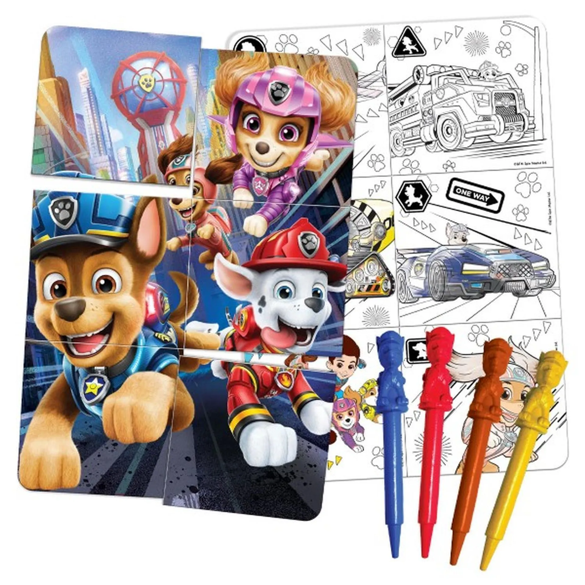 Tablero Doble Vista Con Crayones Paw Patrol armar Y Colorear