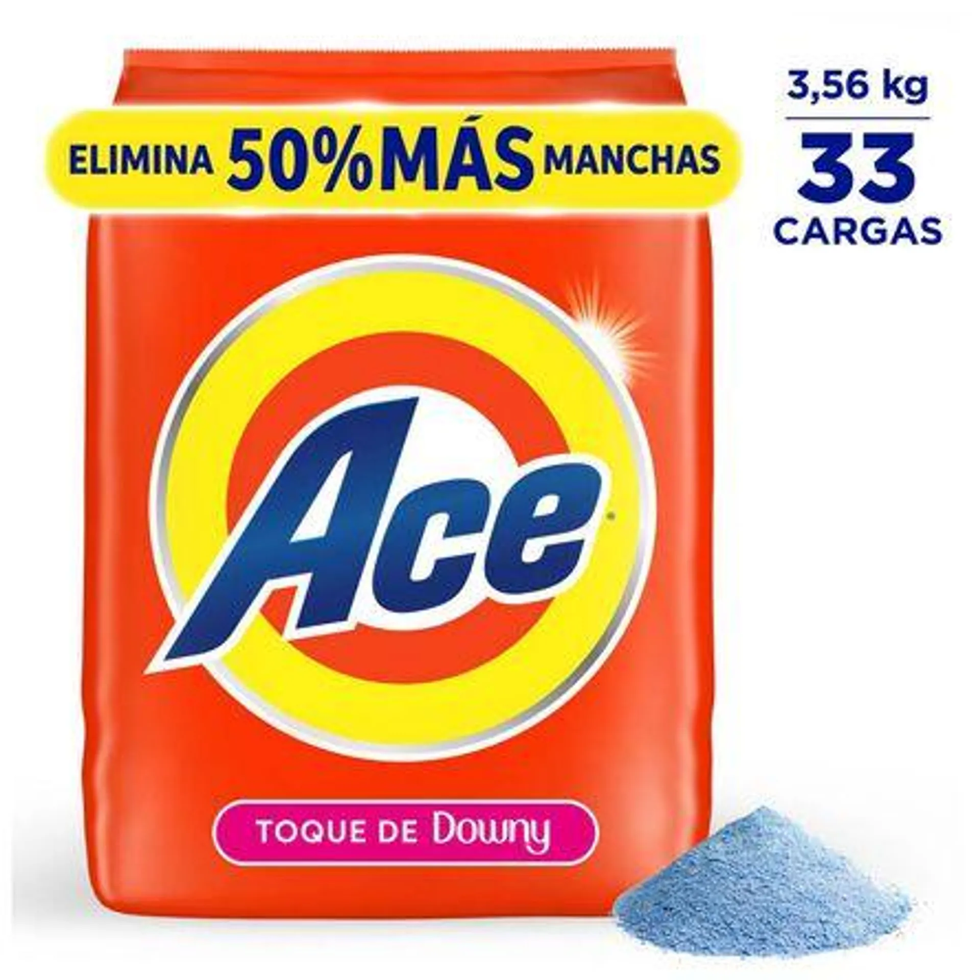 Detergente en Polvo Ace con Toque de Downy Limpieza Instantánea 33 Cargas (3560g)