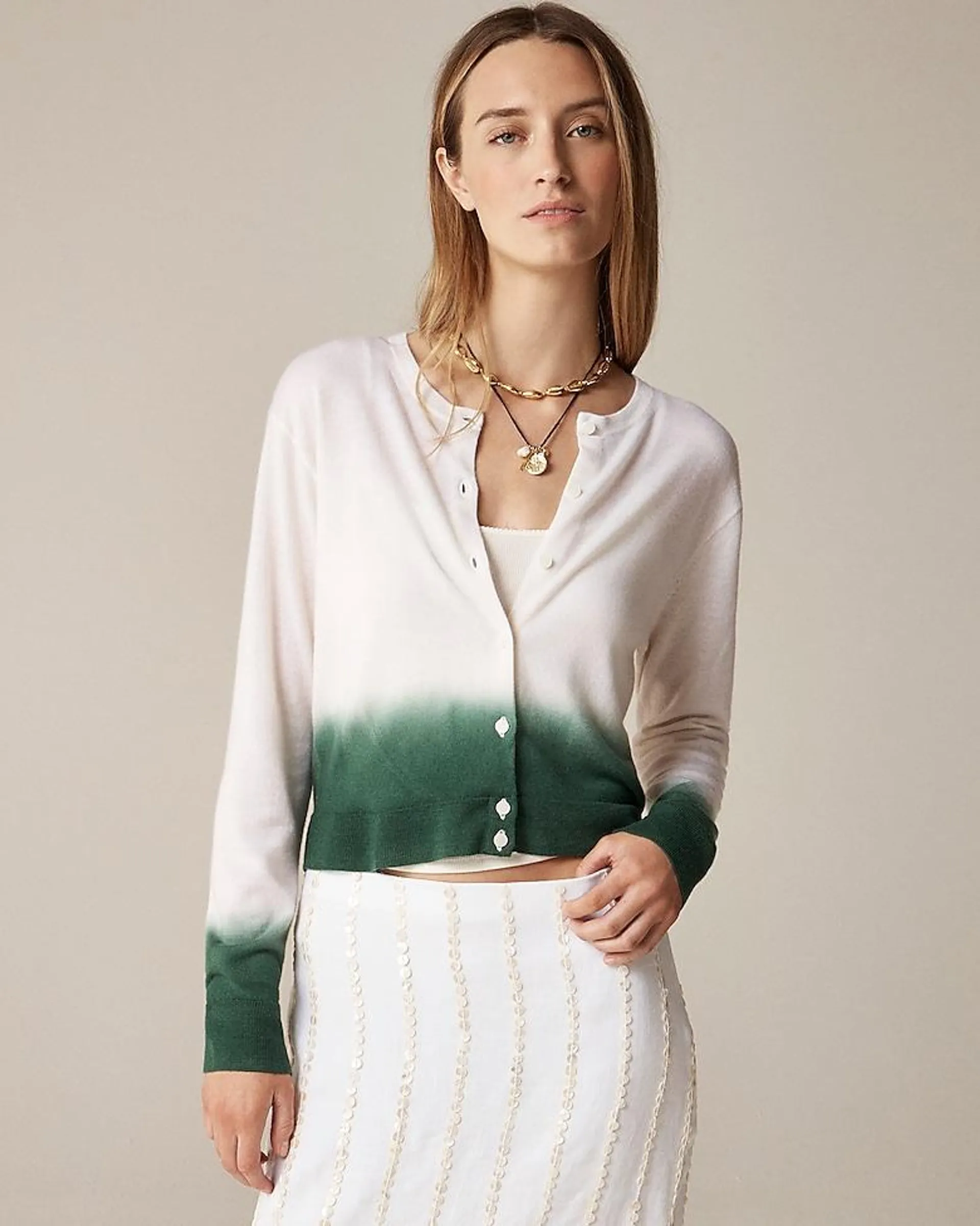 Featherweight cashmere dip-dyed cardigan