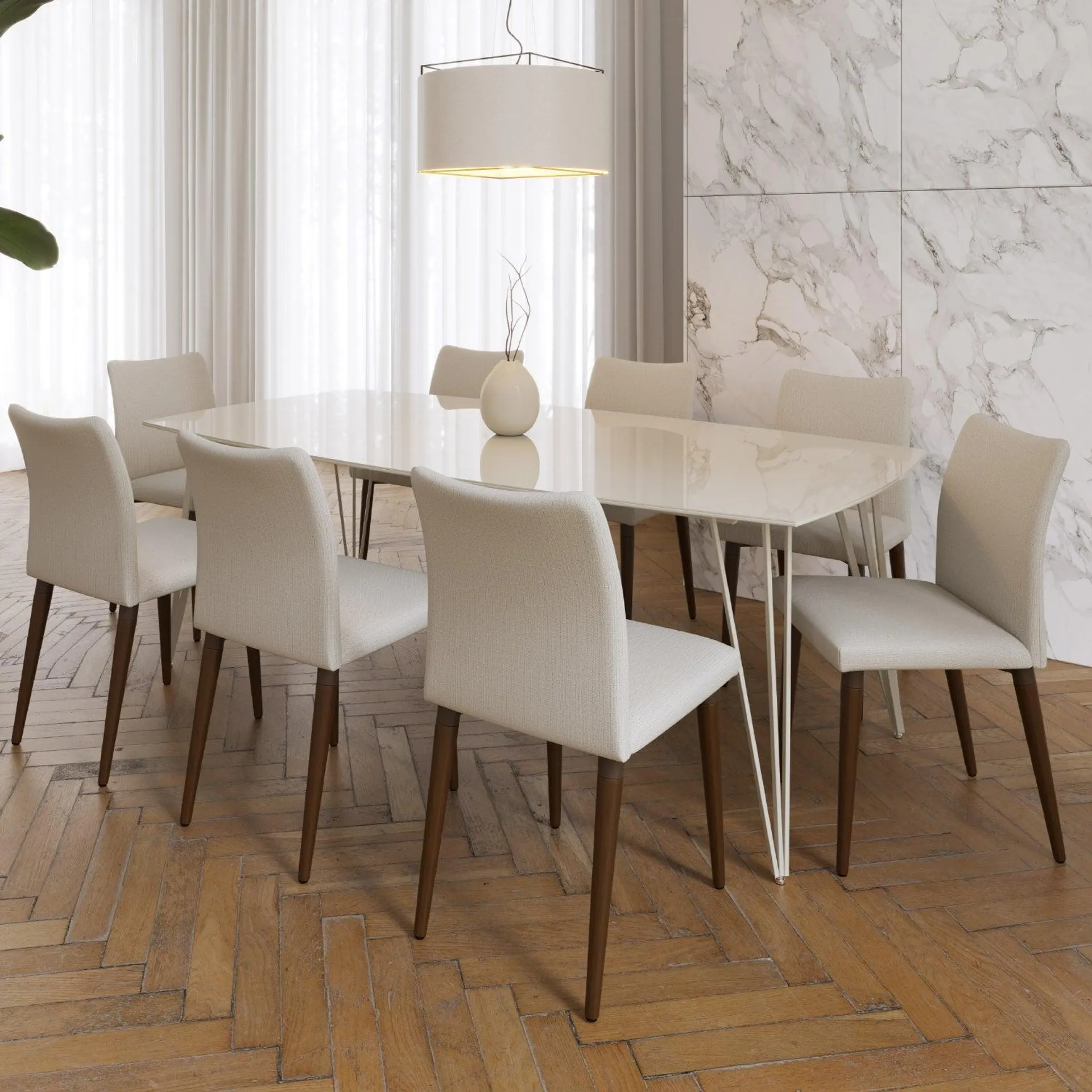 Mesa comedor con vidrio Cerys 184 cm