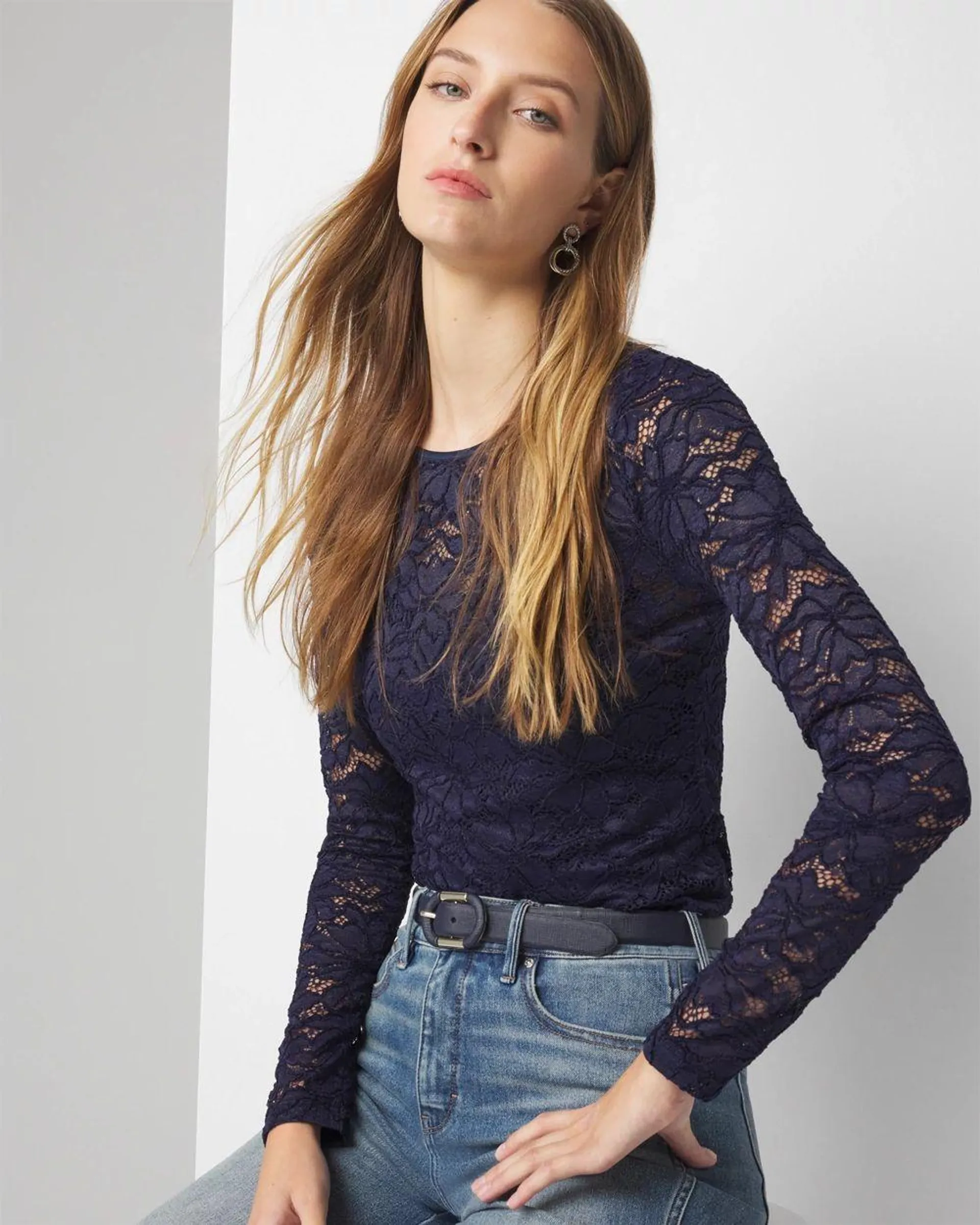 Lace Crew Neck Top