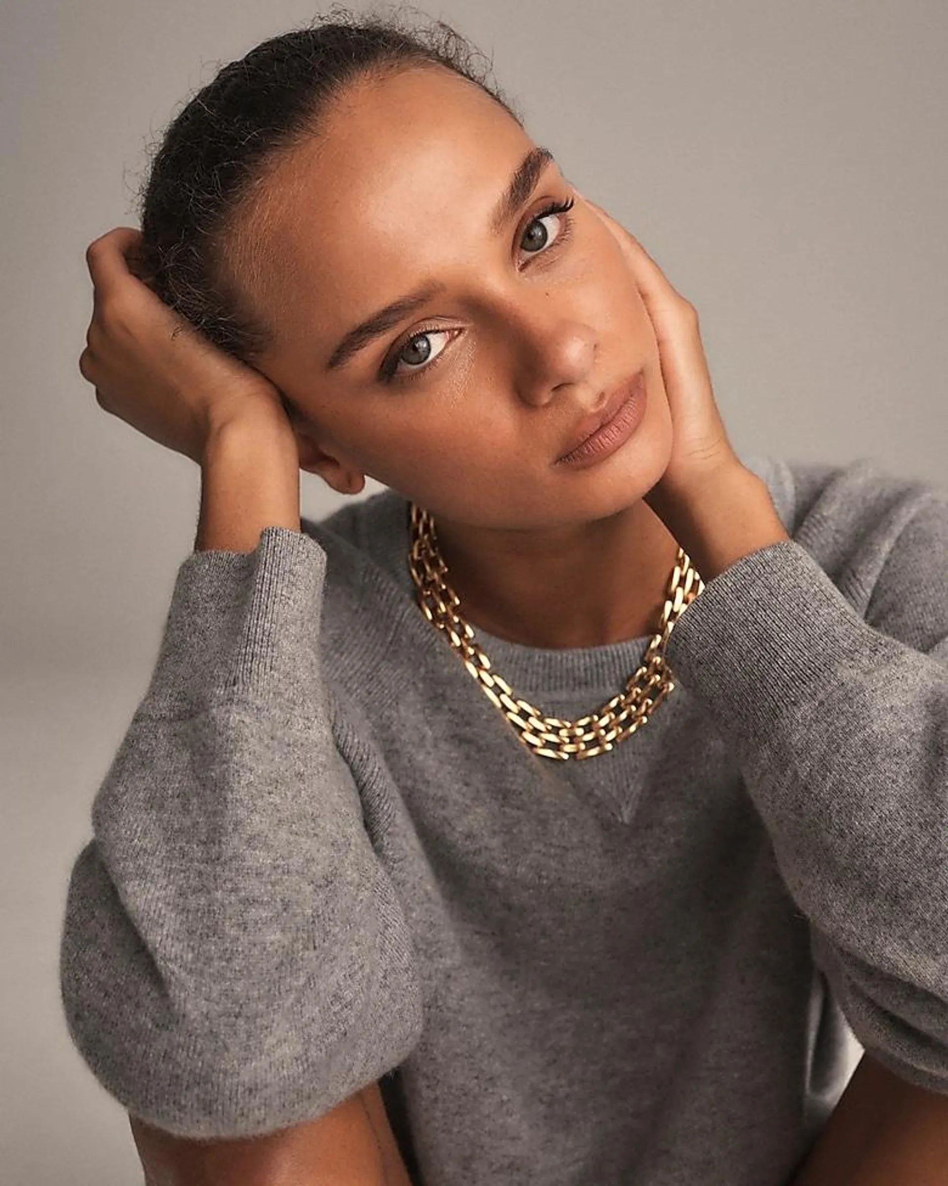 Marled cashmere crewneck sweatshirt