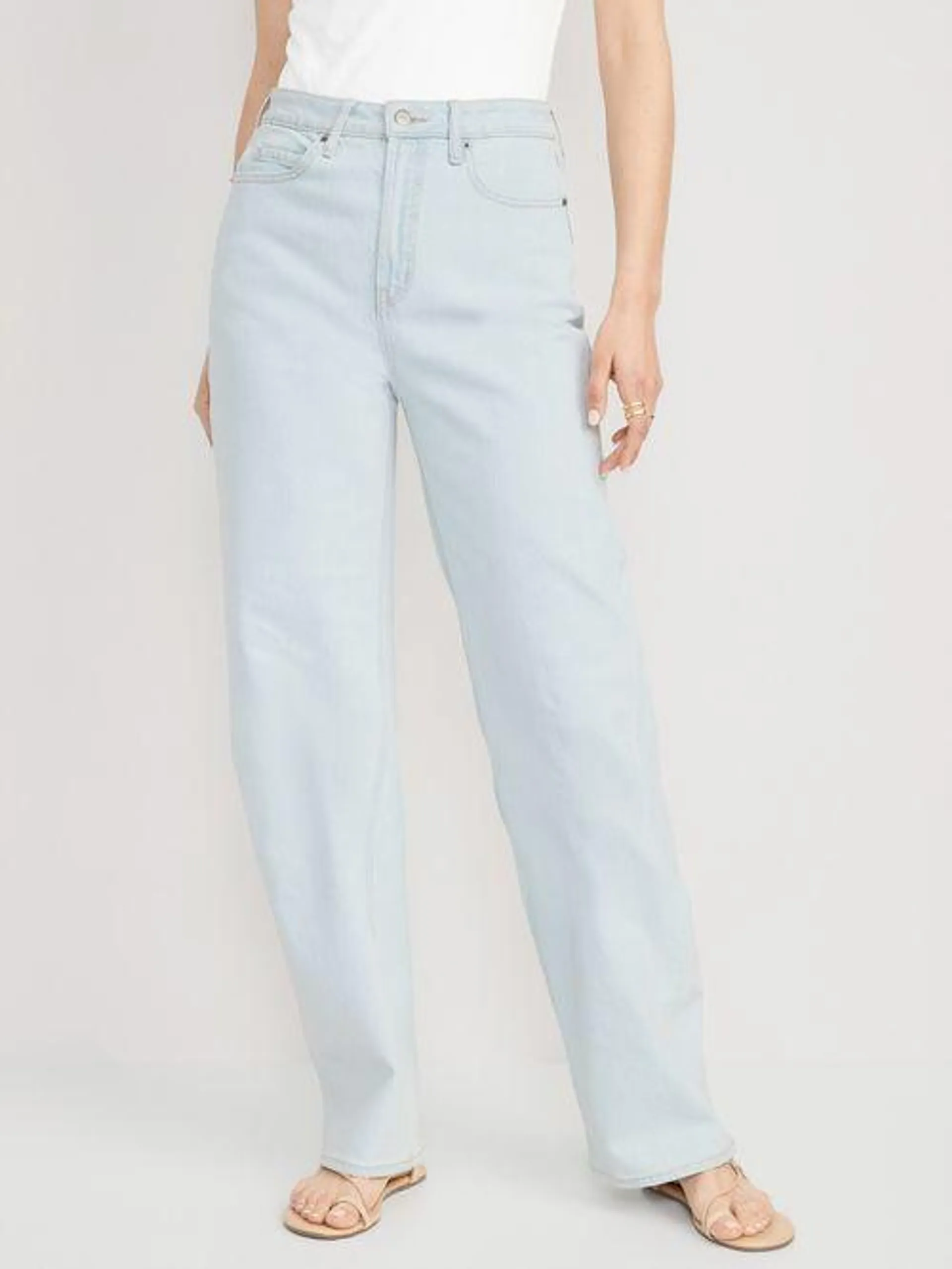 Jeans Extra High-Waisted Sky-Hi Wide-Leg Cut-Off Old Navy para Mujer