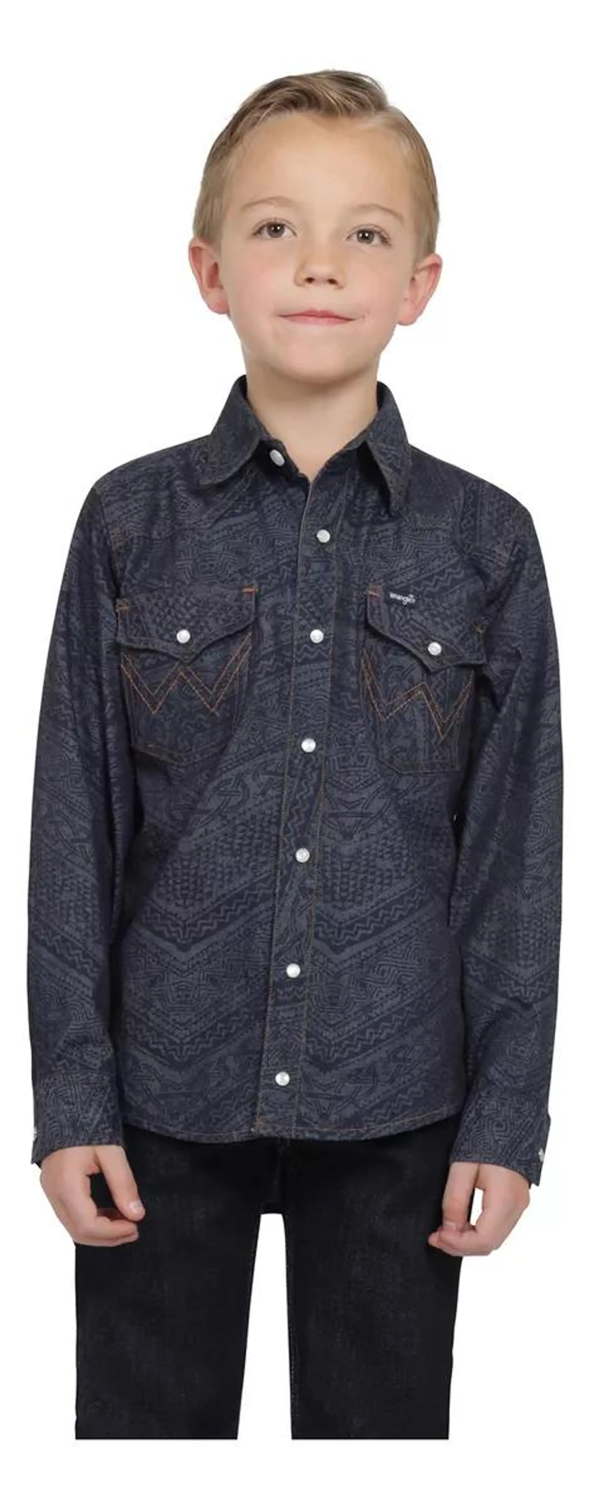 Camisa Vaquera Niño Wrangler Slim Fit Manga Larga 403