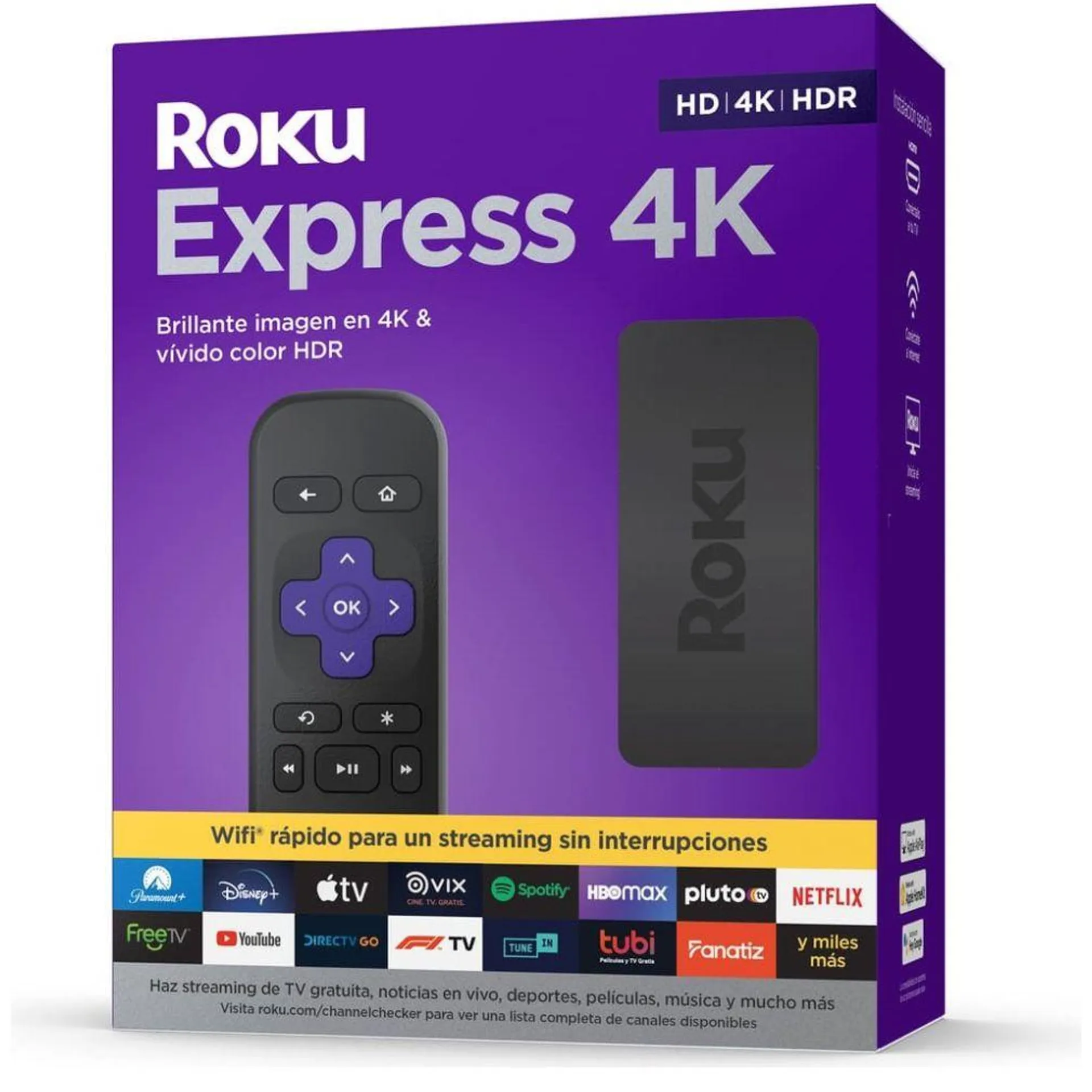 Roku Express 4K | Dispositivo de Streaming Hd, 4K y Hdr Que Incluye Control Remoto Sencillo.