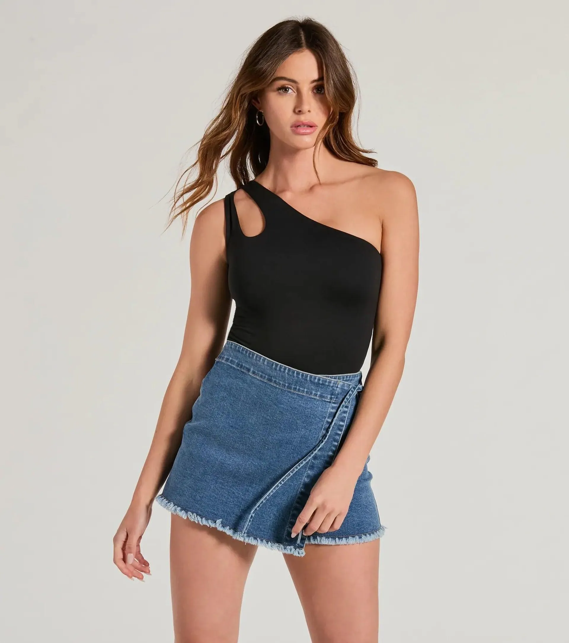 One Sided Sleeveless Cutout Bodysuit