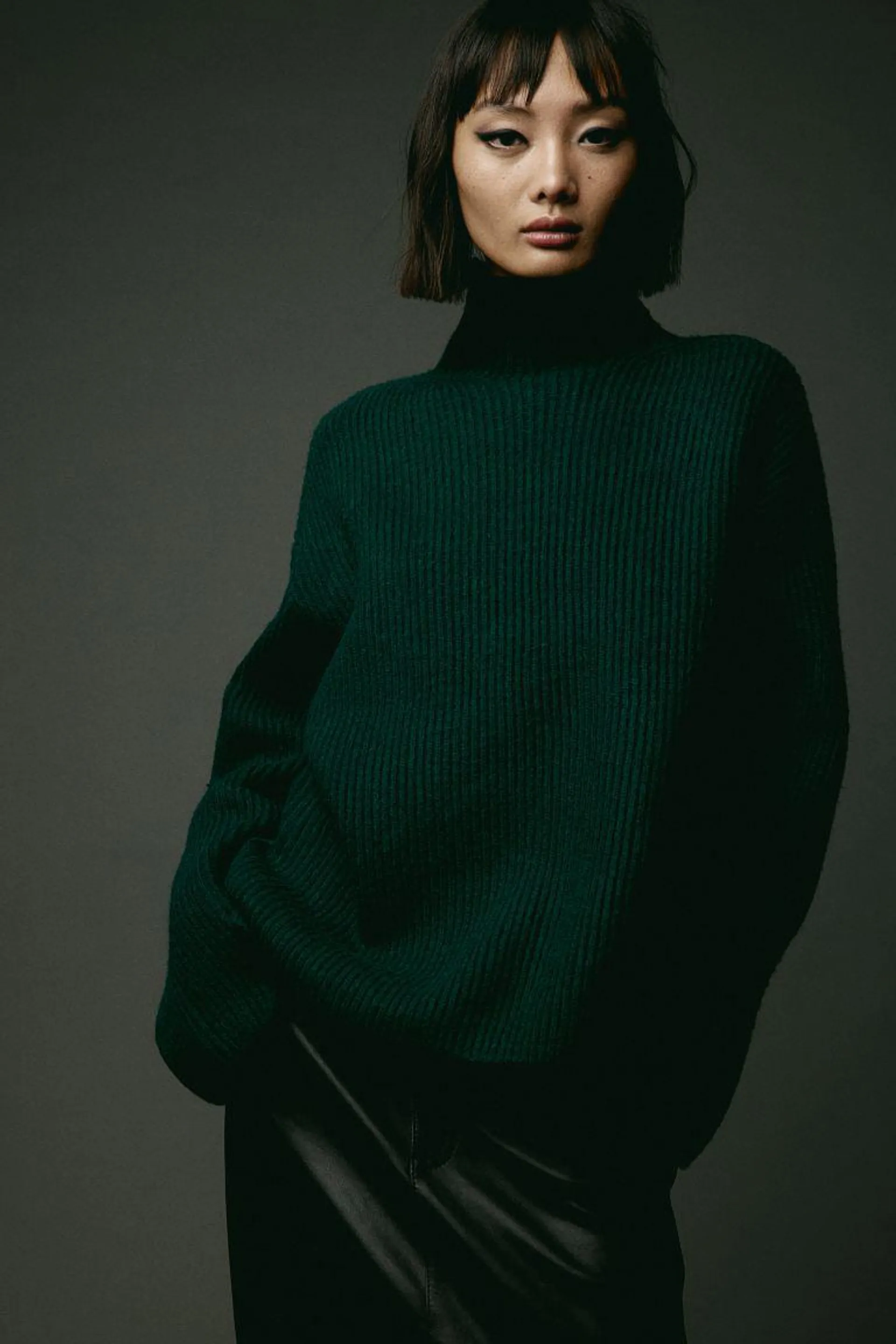 Rib-knit turtleneck jumper