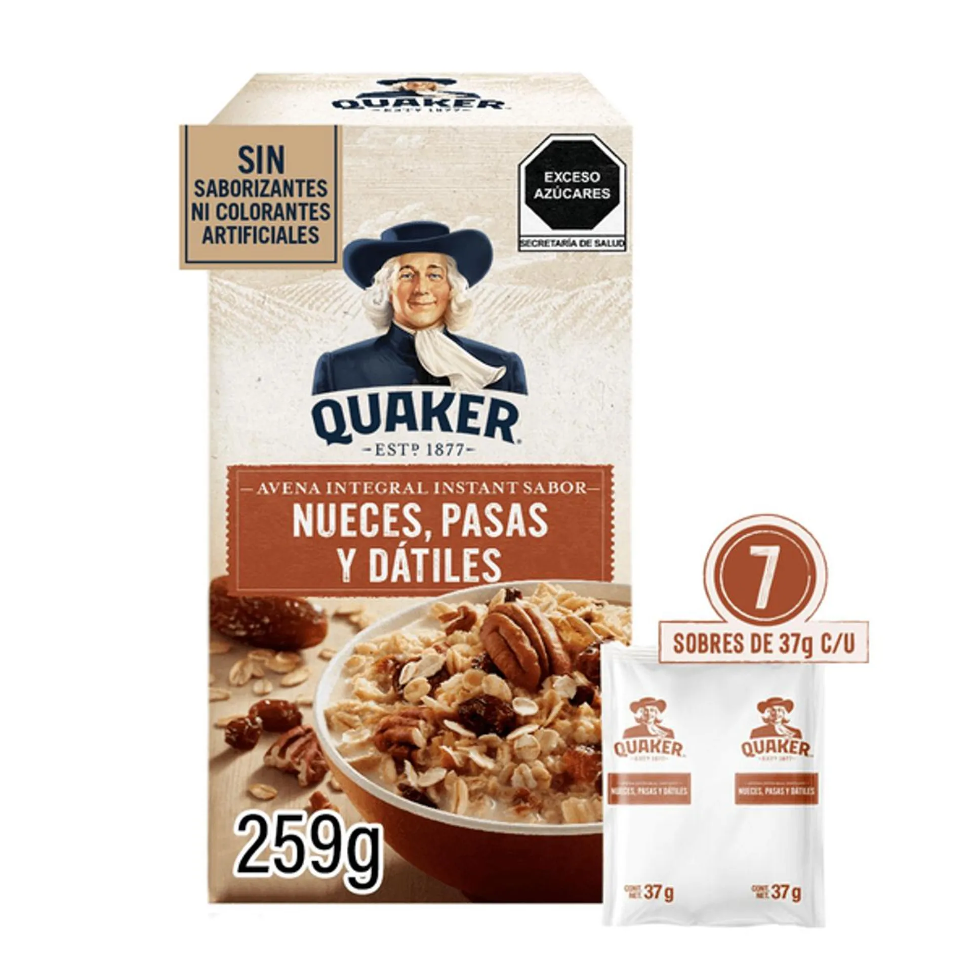 Hojuelas de avena integral con nueces, pasas y dátile 259 g