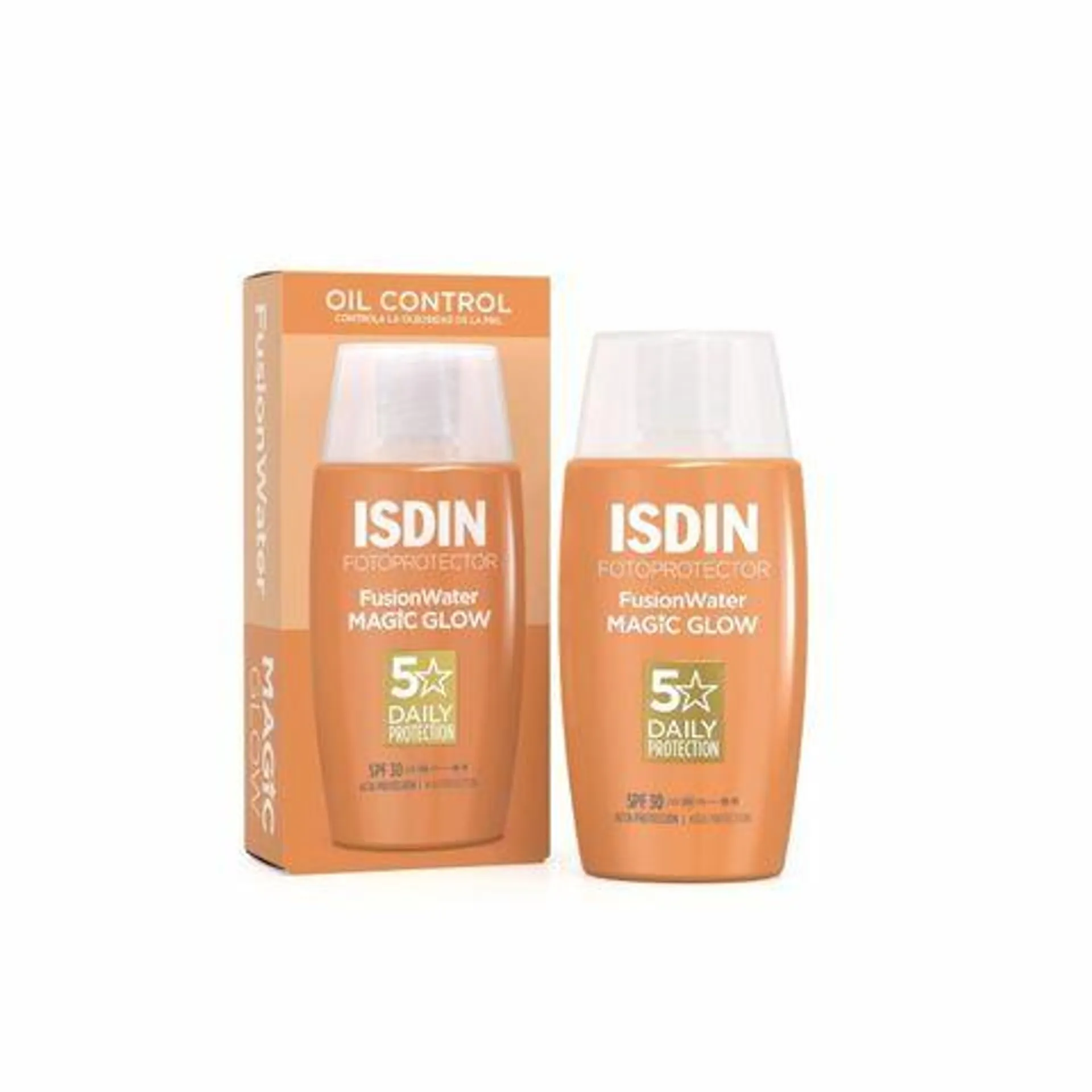 Isdin Fusion Water Magic Glow Fotoprotector Solar FPS 30 Textura Ultra Ligera