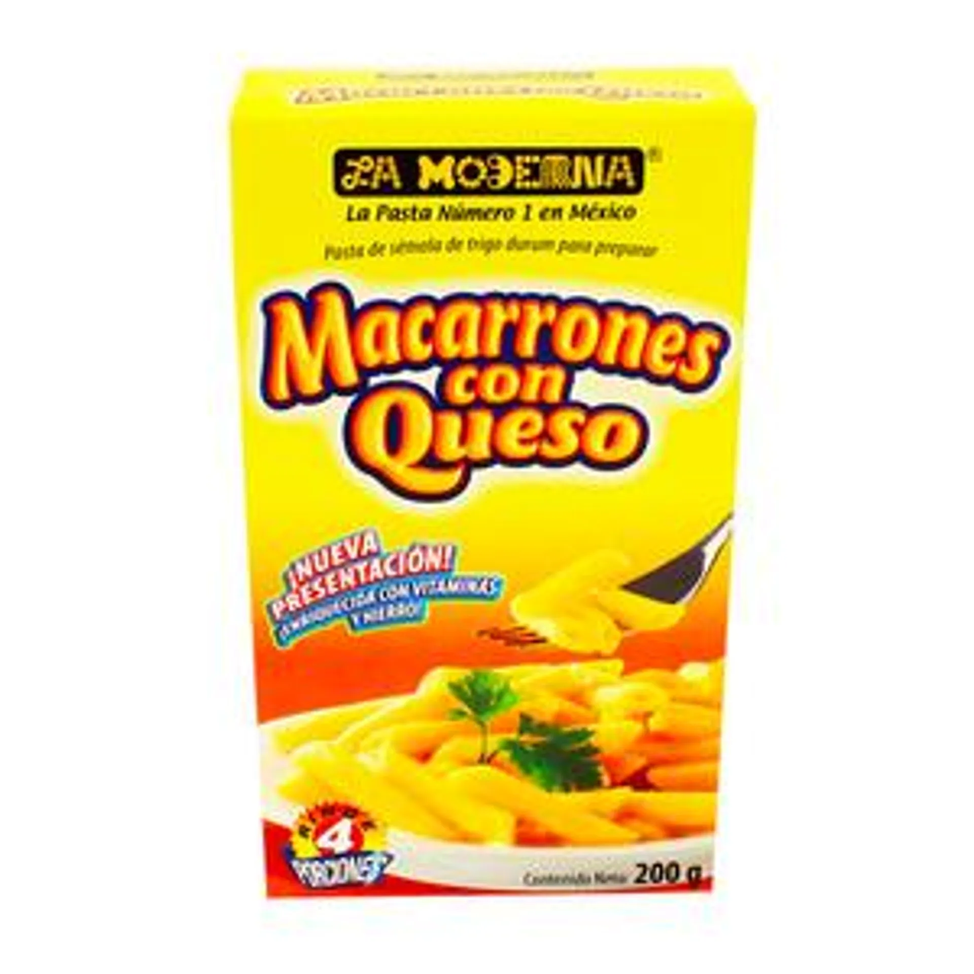 PASTA MACARRONES CON QUESO LA MODERNA PAQUETE 200 GR.