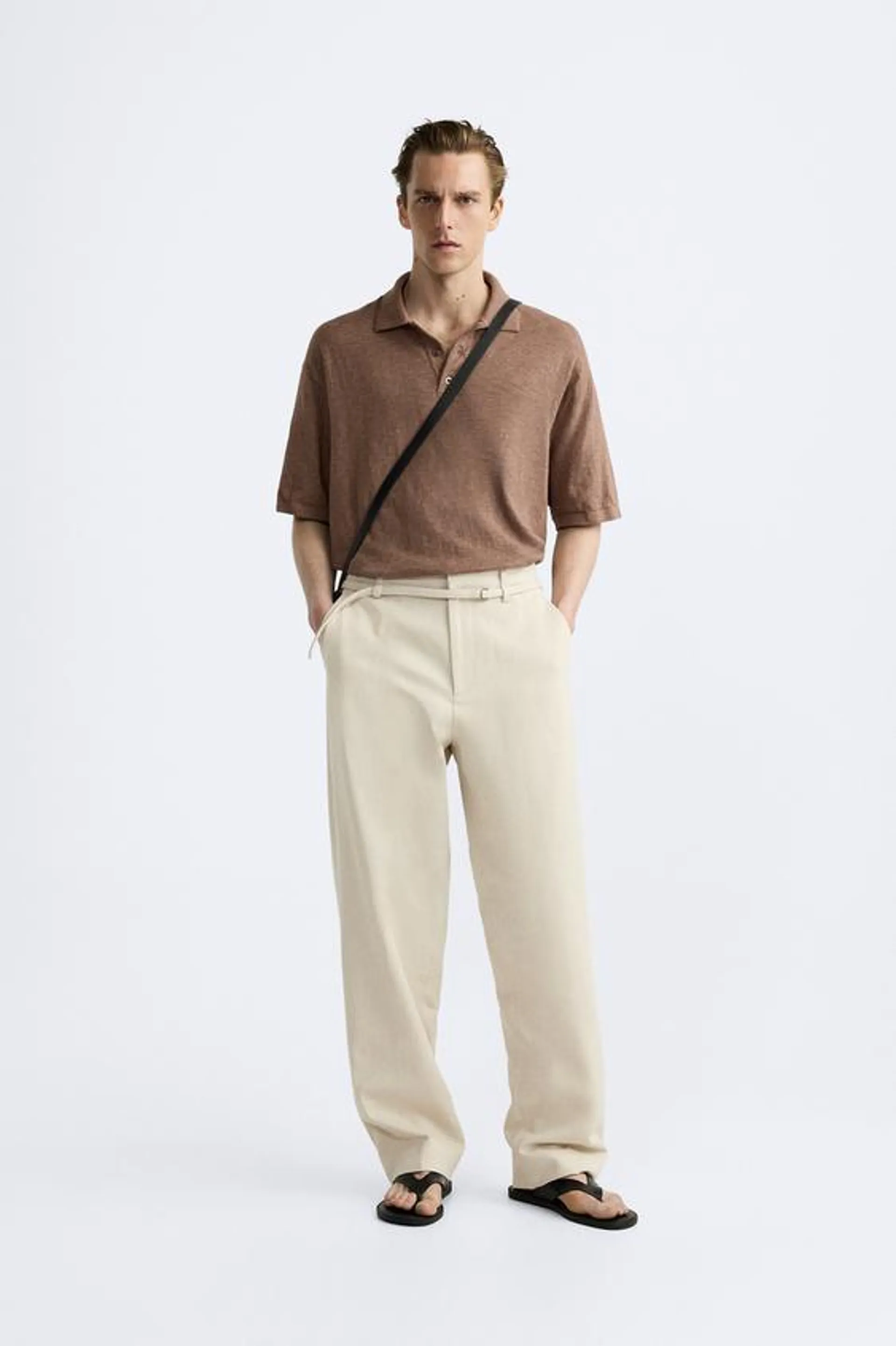 COTTON - LINEN BLEND KNIT POLO