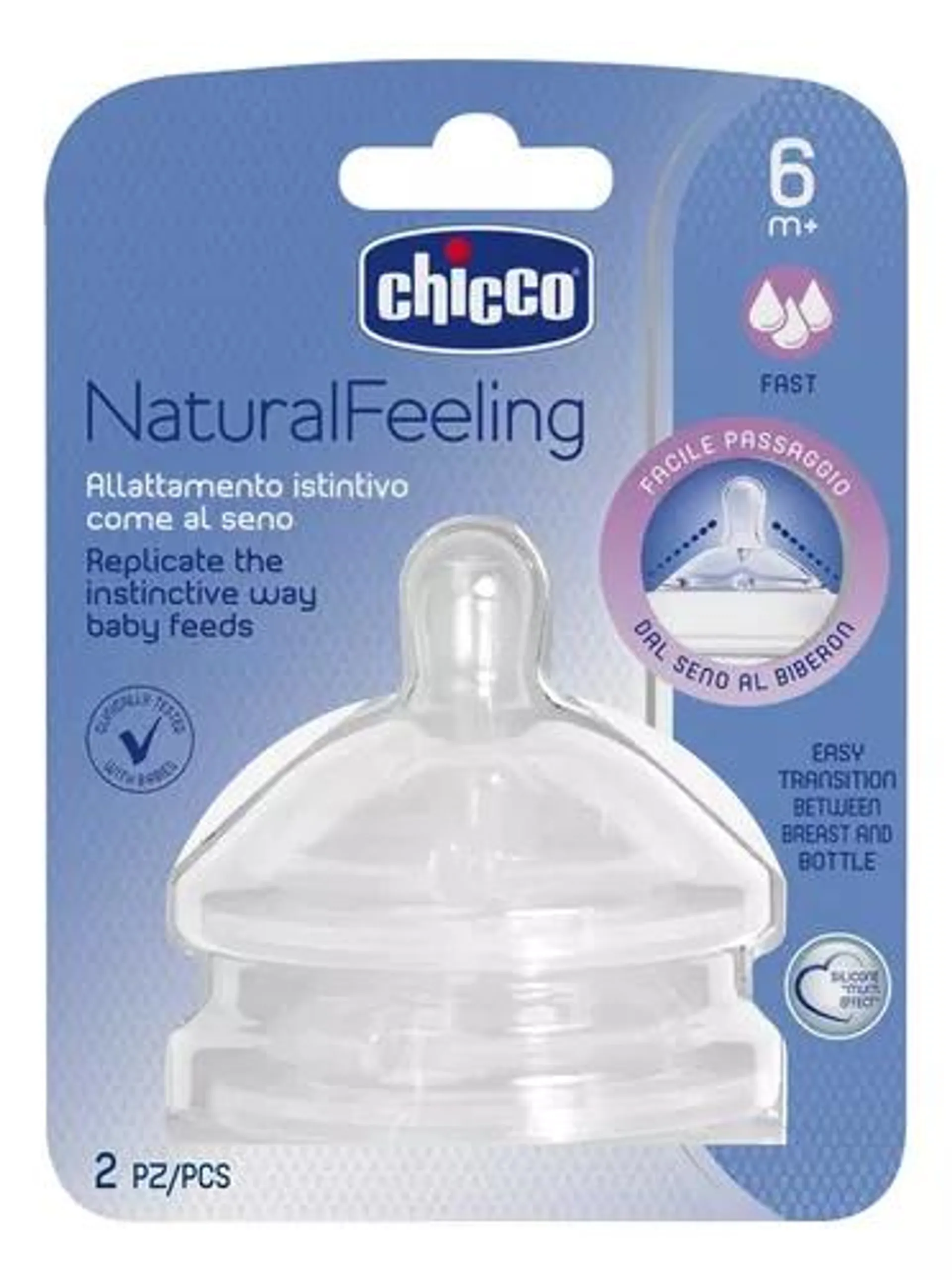 Chicco Tetina Natural Feeling Flujo Rapido 6+ 2 Piezas