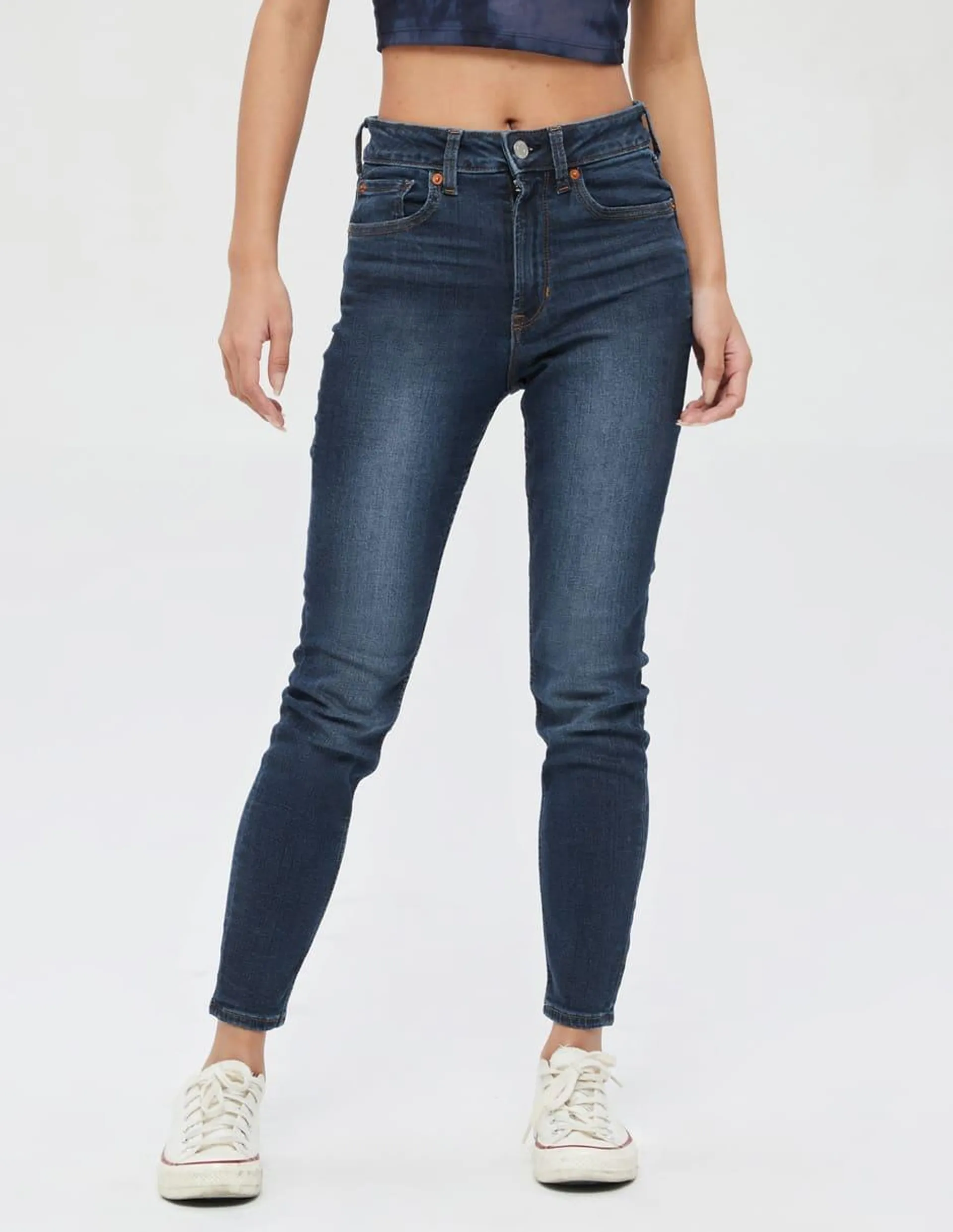 Jeans skinny lavado stone wash corte cintura alta para mujer