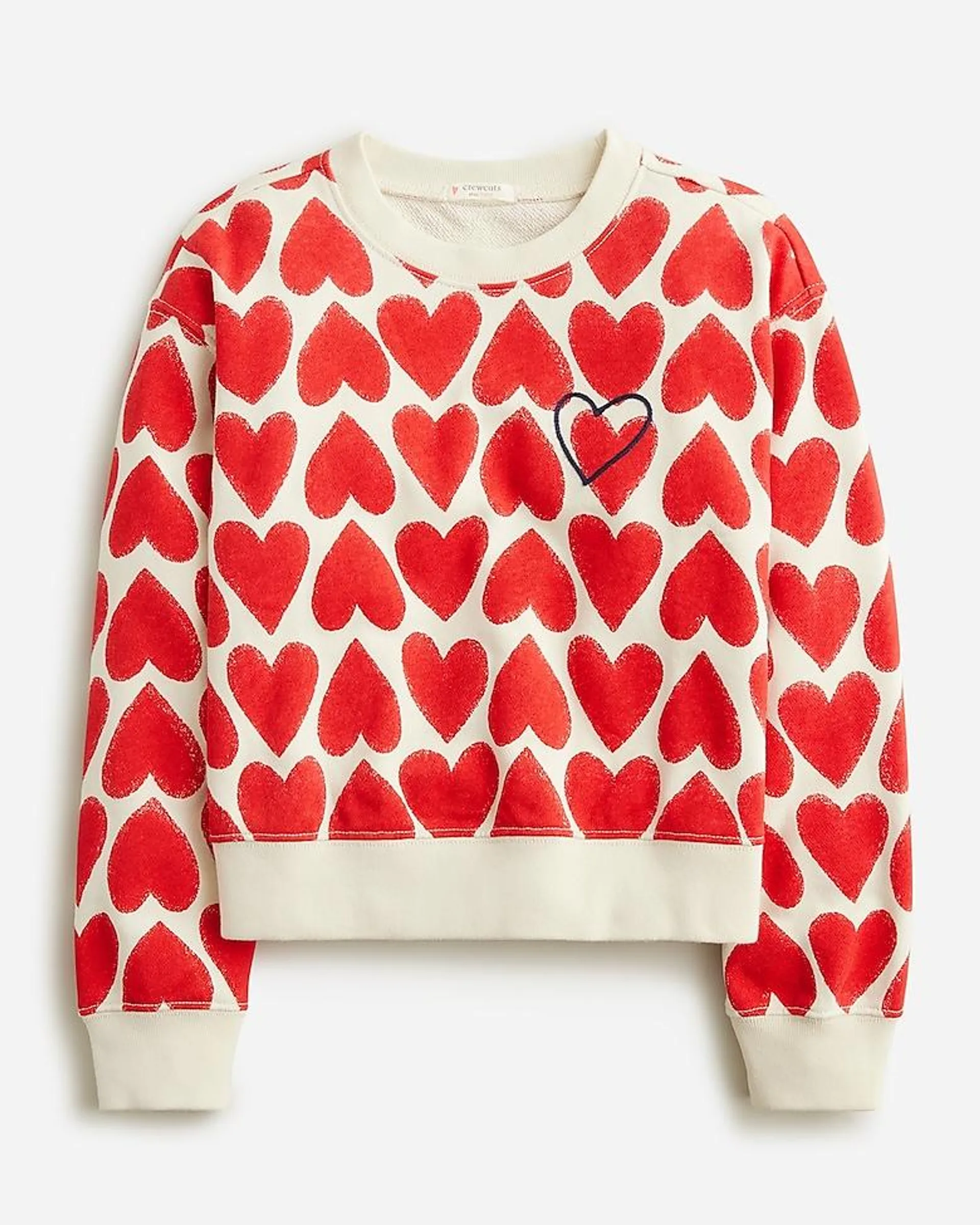 Girls' heart graphic crewneck sweatshirt