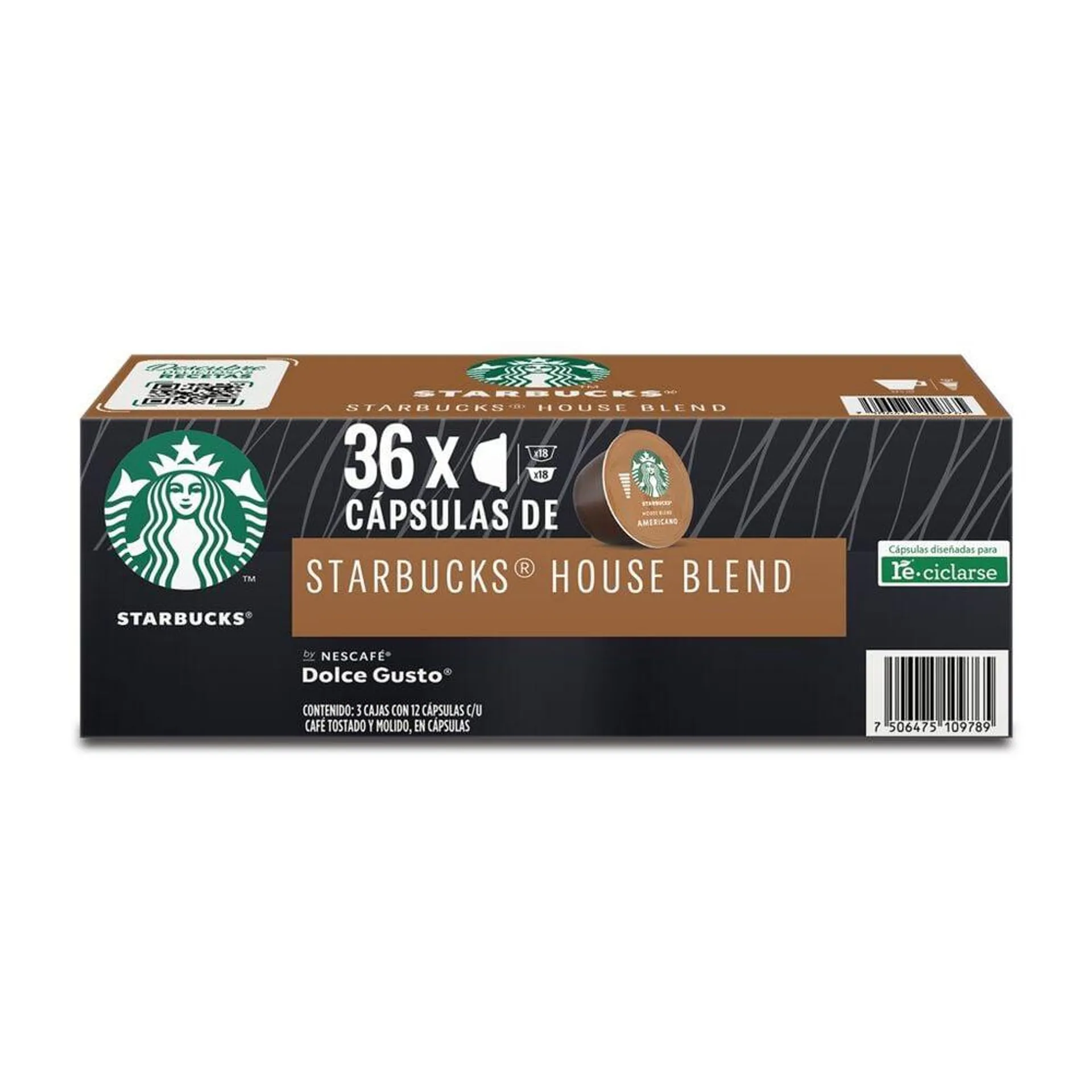 Cápsulas de Café House Blend Starbucks 36 Piezas