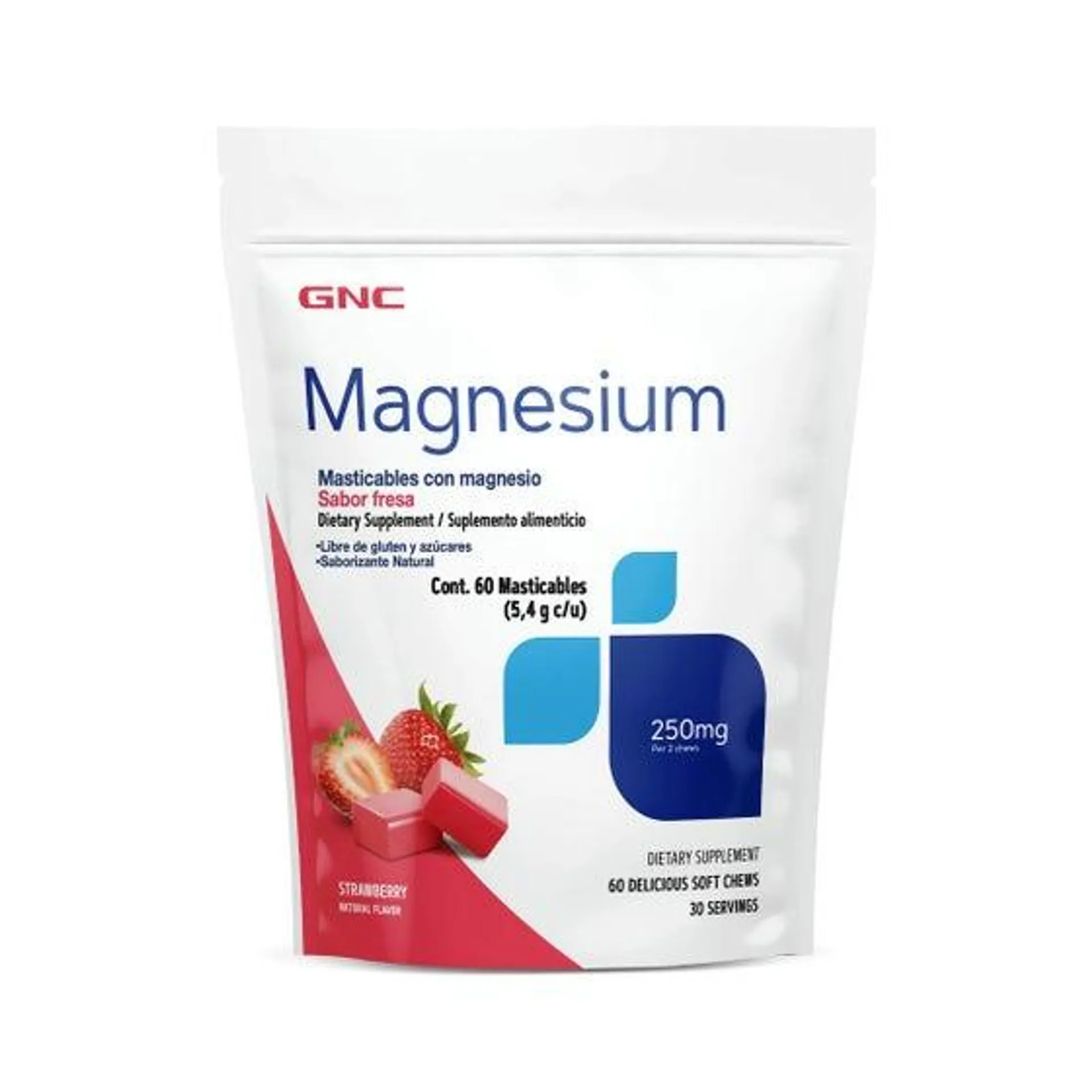 Magnesio Masticable 250 mg GNC Fresa 60 Gomitas