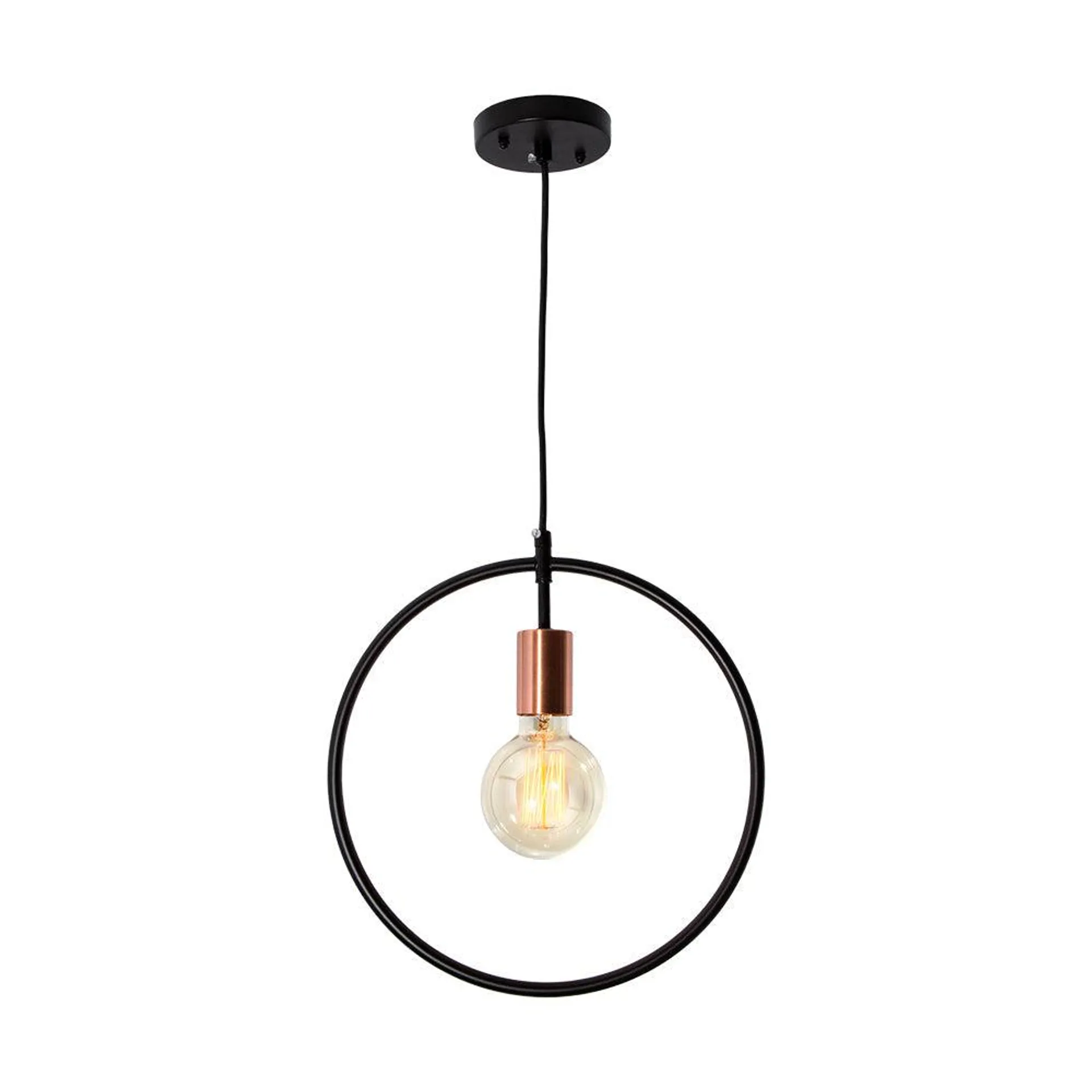 Lámpara de Techo Moderna Negro y Cobre Antiguo 40W E27 1 Luz