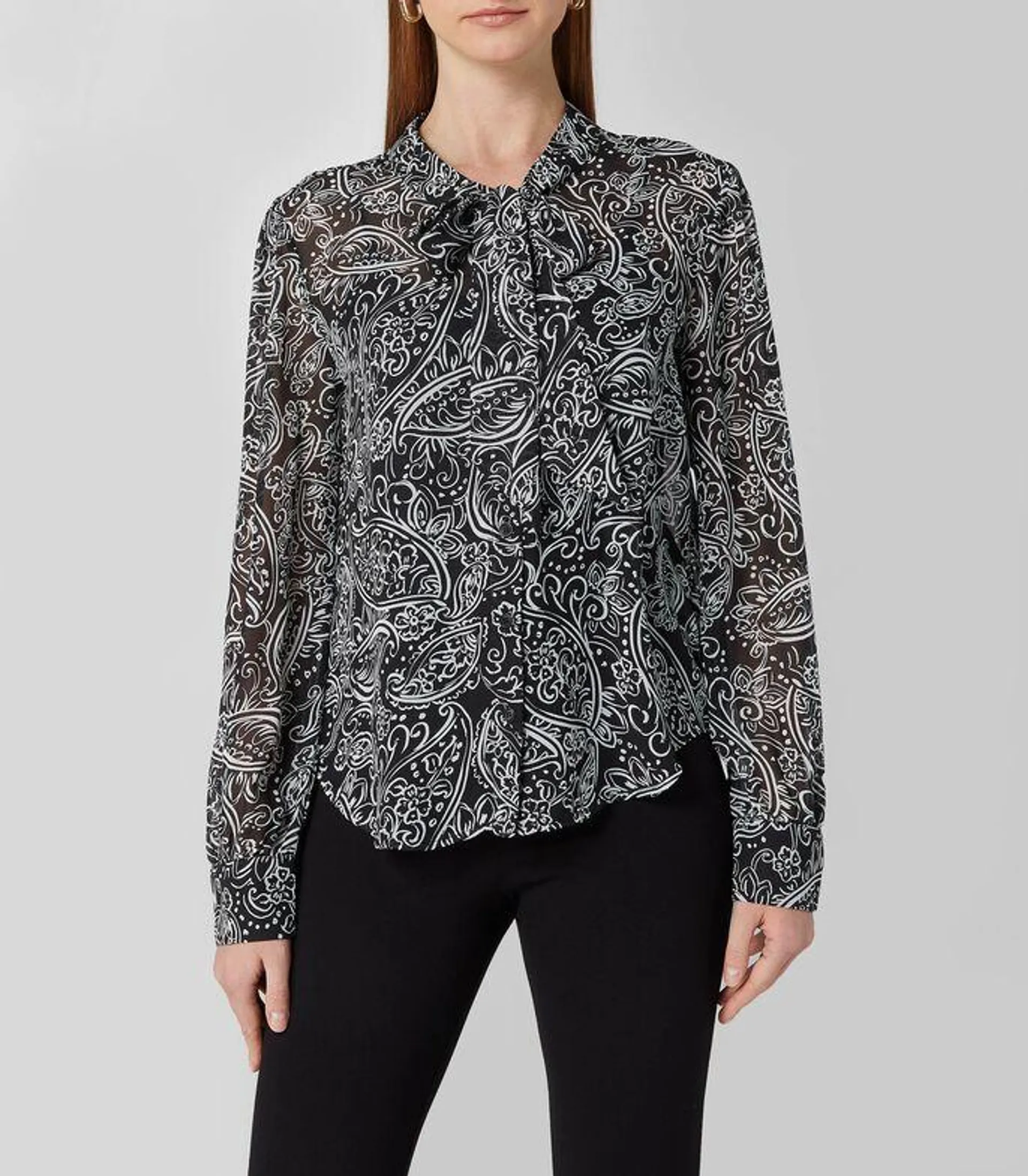 Blusa estampada manga larga Mujer