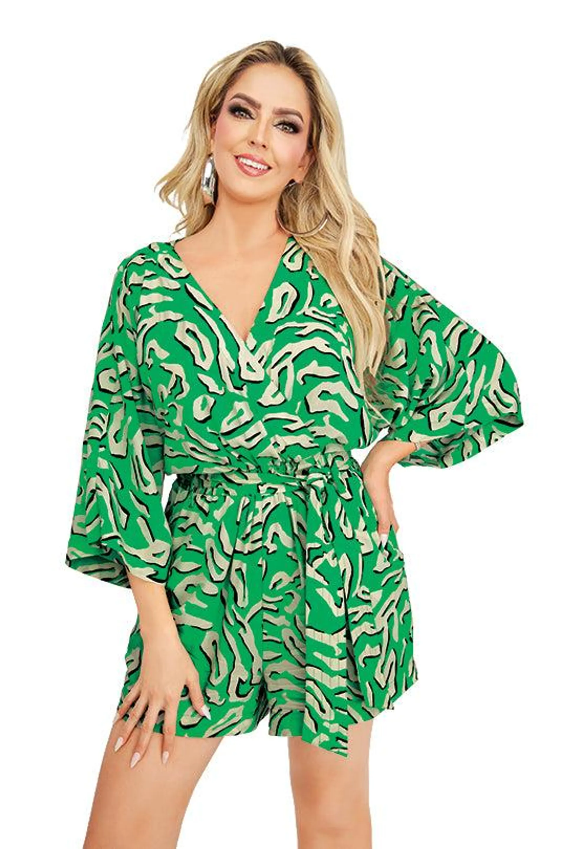 ROMPER VERDE CON ESTAMPADO ANIMAL PRINT 90310