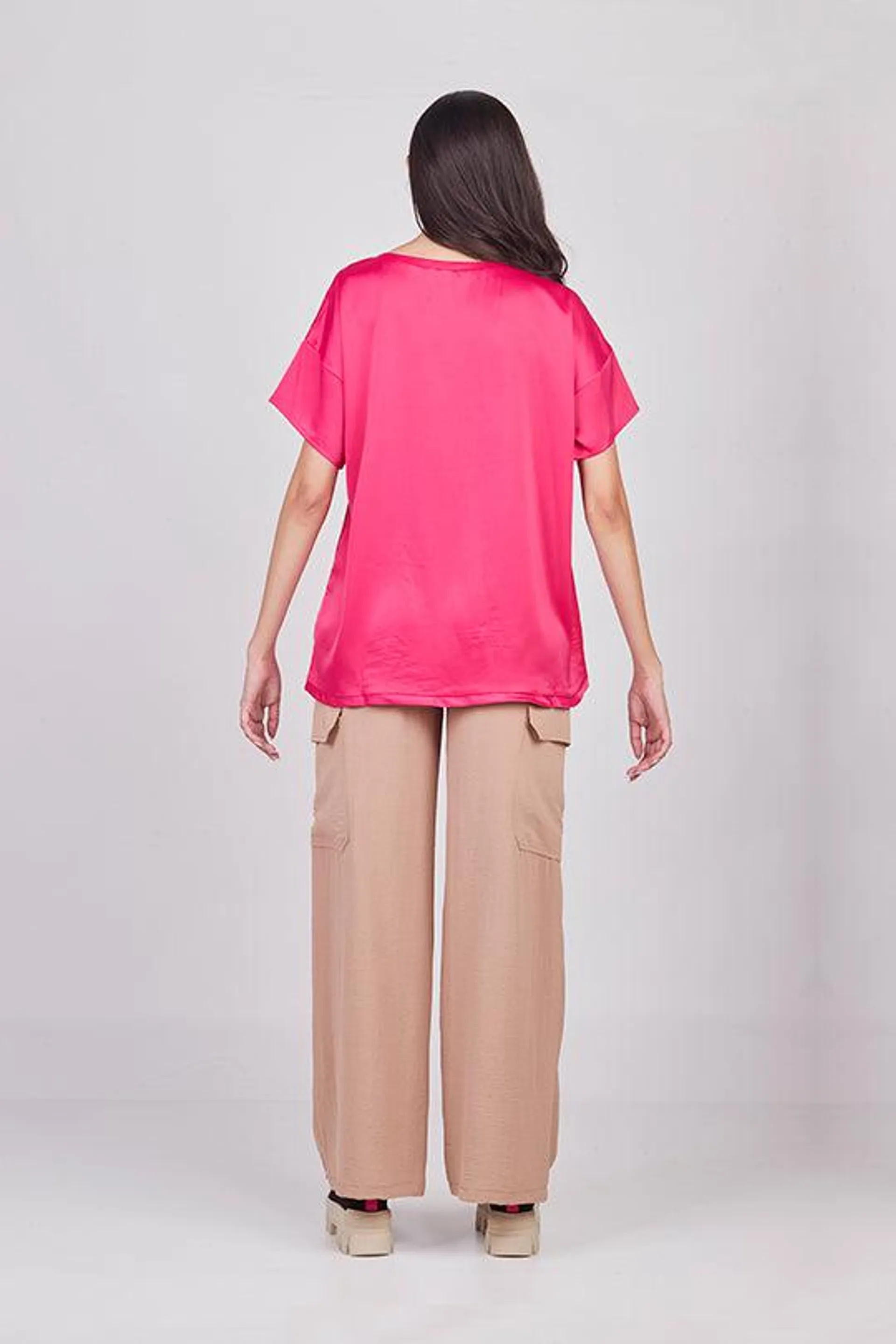 BLUSA FUCSIA SATINADA