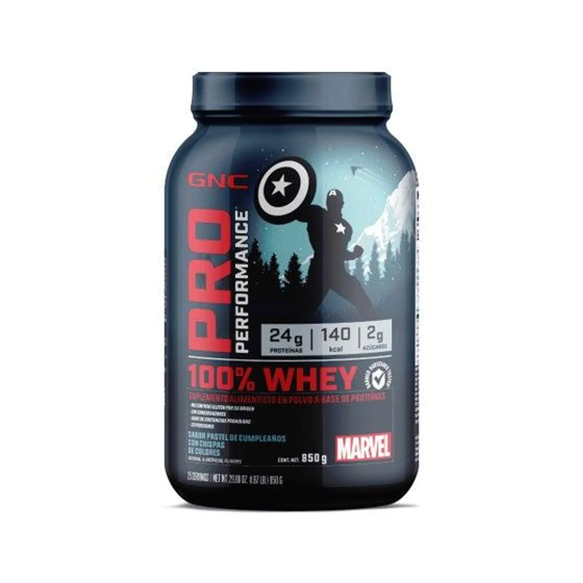 100% Whey Proteína Marvel GNC Pro Performance Birthday Cake 850 gr