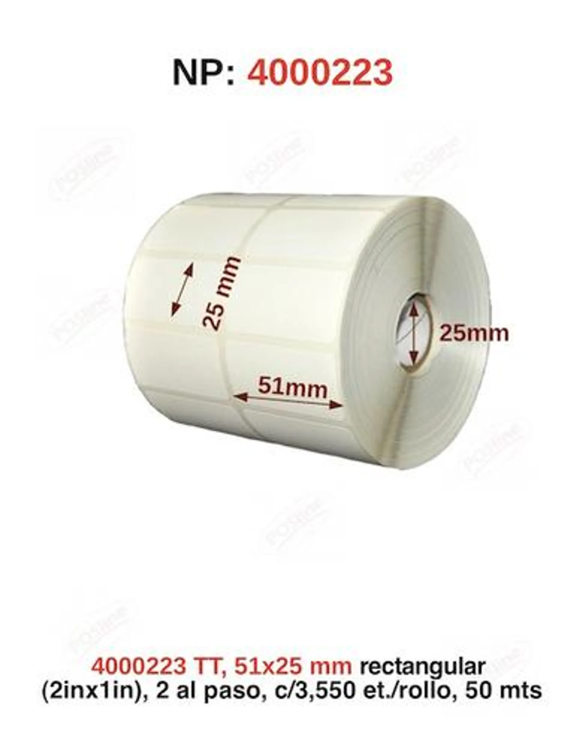 Rollo De Papel Termico Posline 51 X 25Mm 50M 4000223