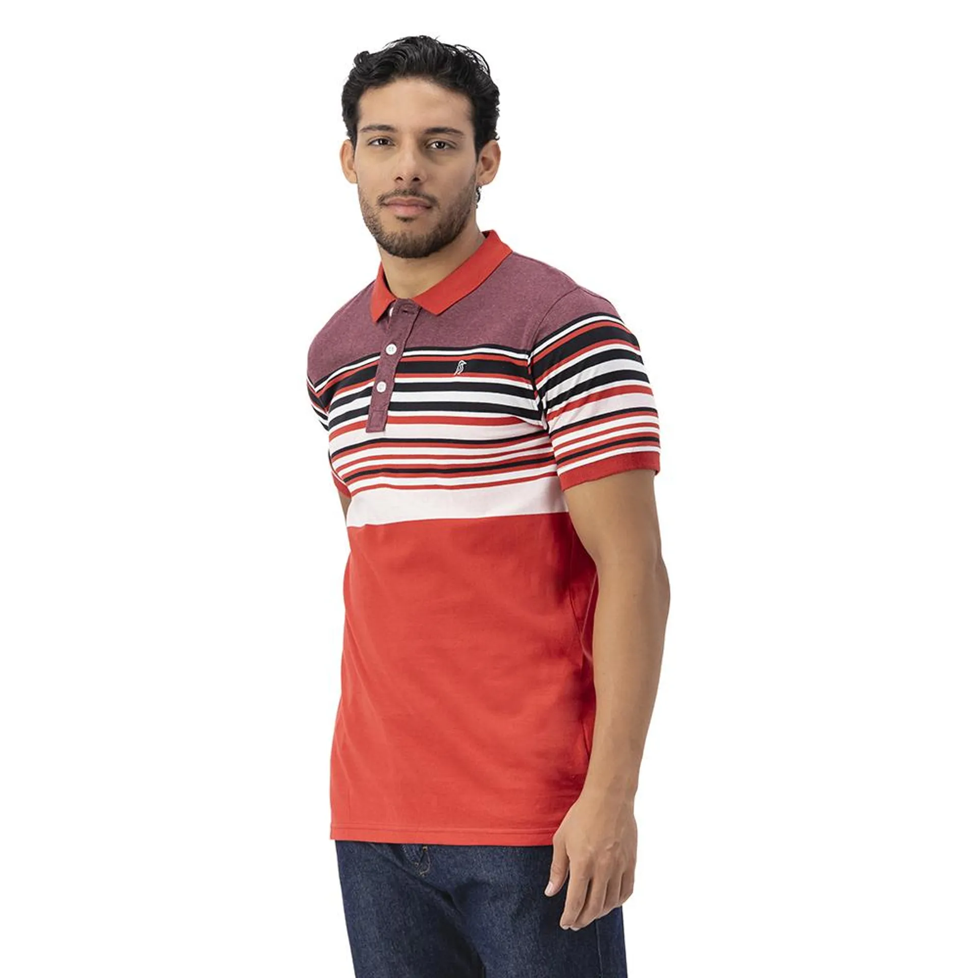 Playera Tipo Polo Hummo Hombre Con Franjas Horizontales