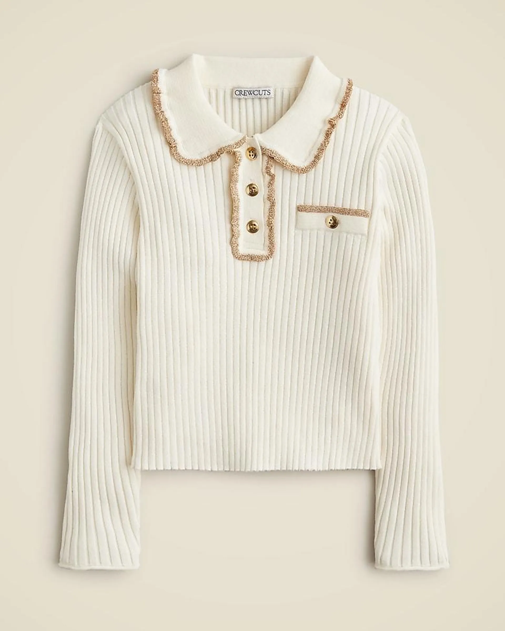 Girls' ruffle polo sweater