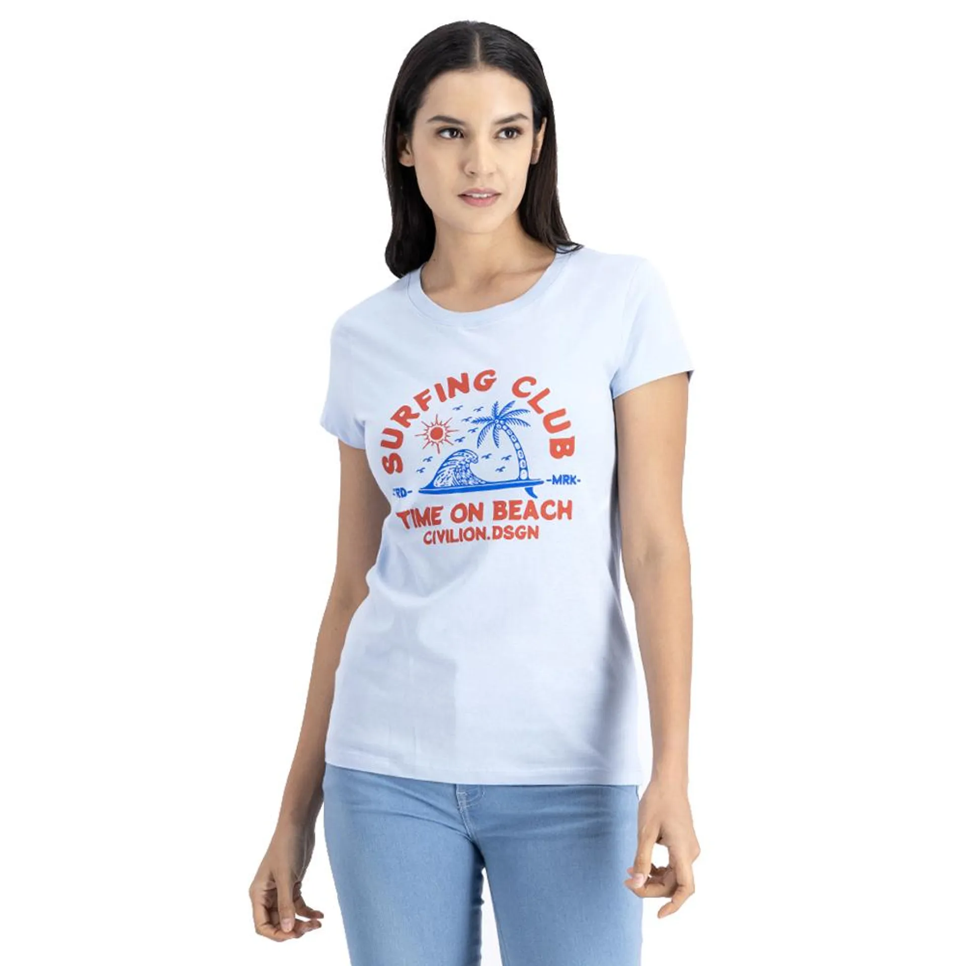 Playera Mujer Estampado Surfing Club