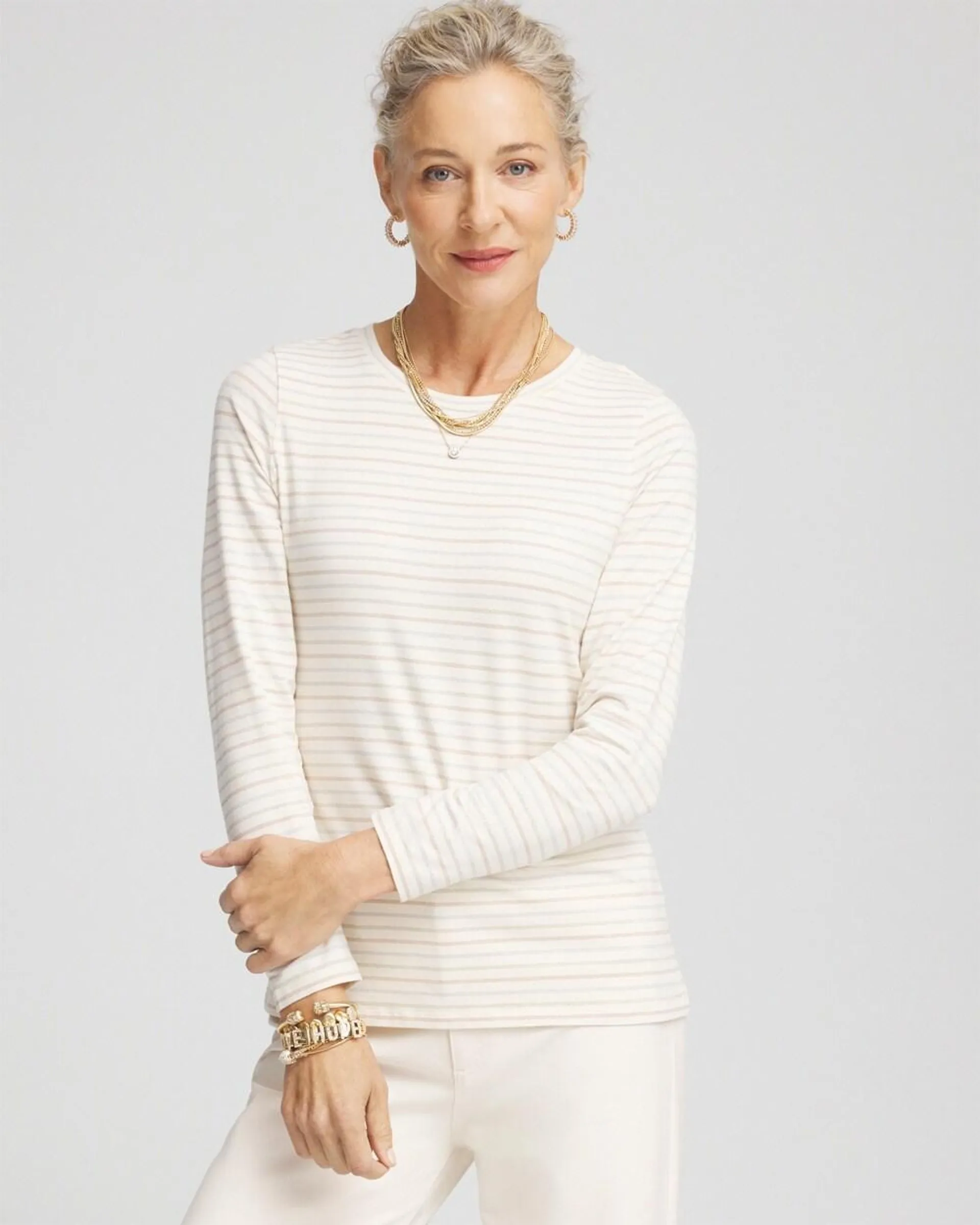 Touch of Cool\u2122 Shine Stripes Layering Tee