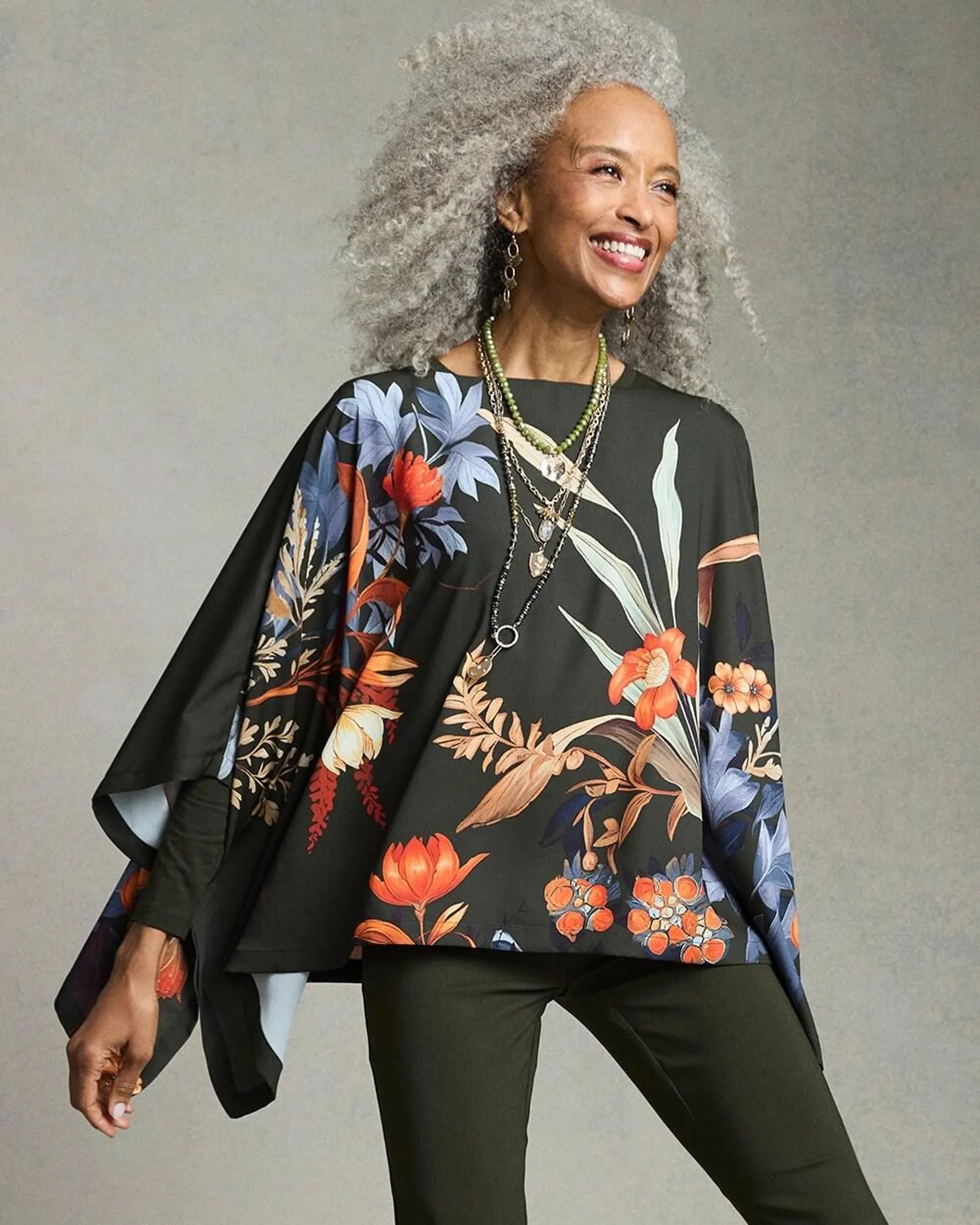 Autumn Floral Poncho