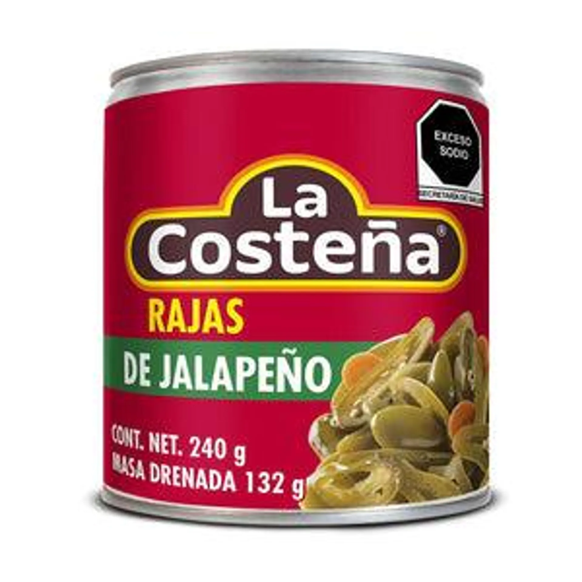 CHILES JALAPEÑOS RAJAS VERDES LA COSTEÑA LATA 240 GR.