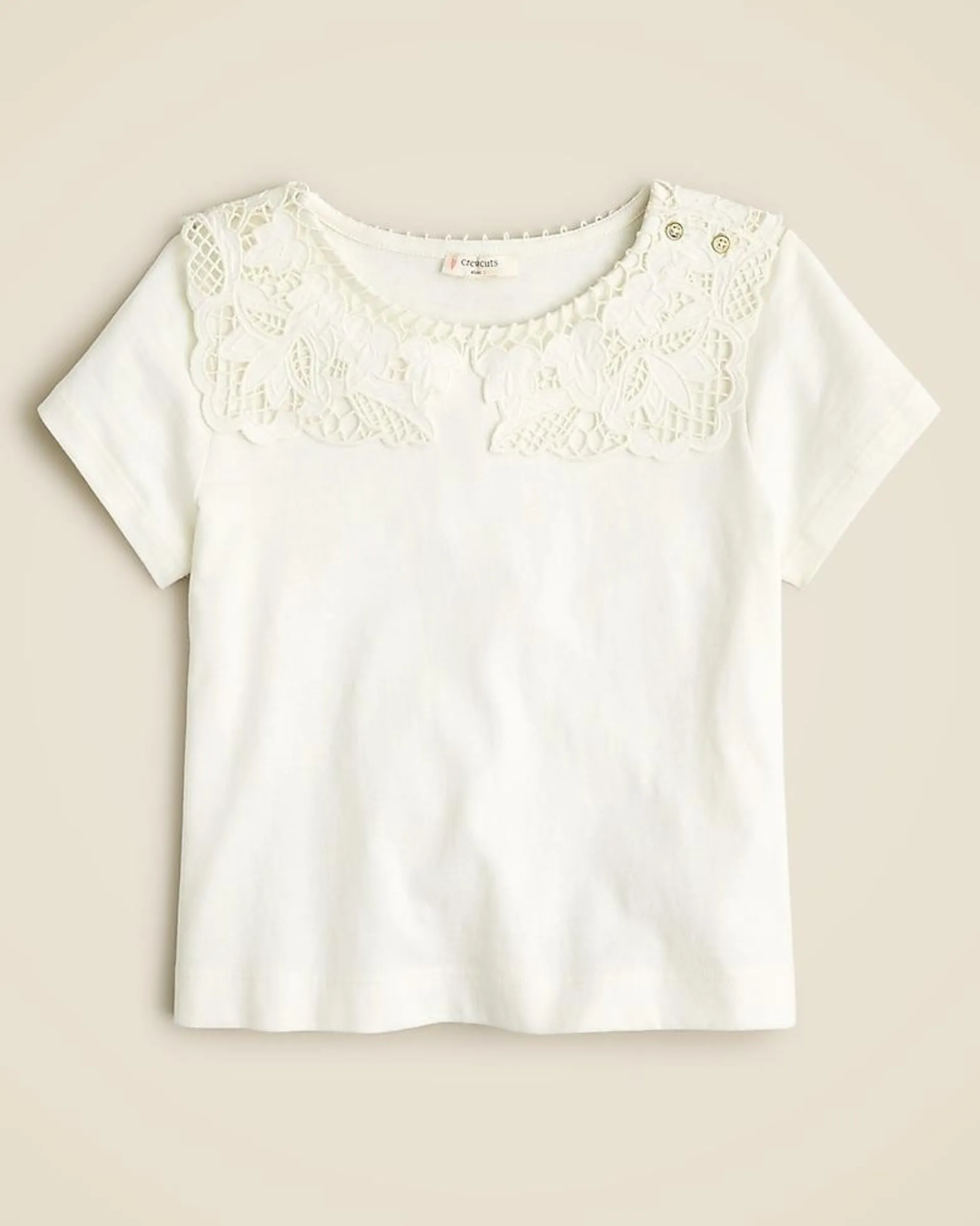 Girls' lace-collar T-shirt