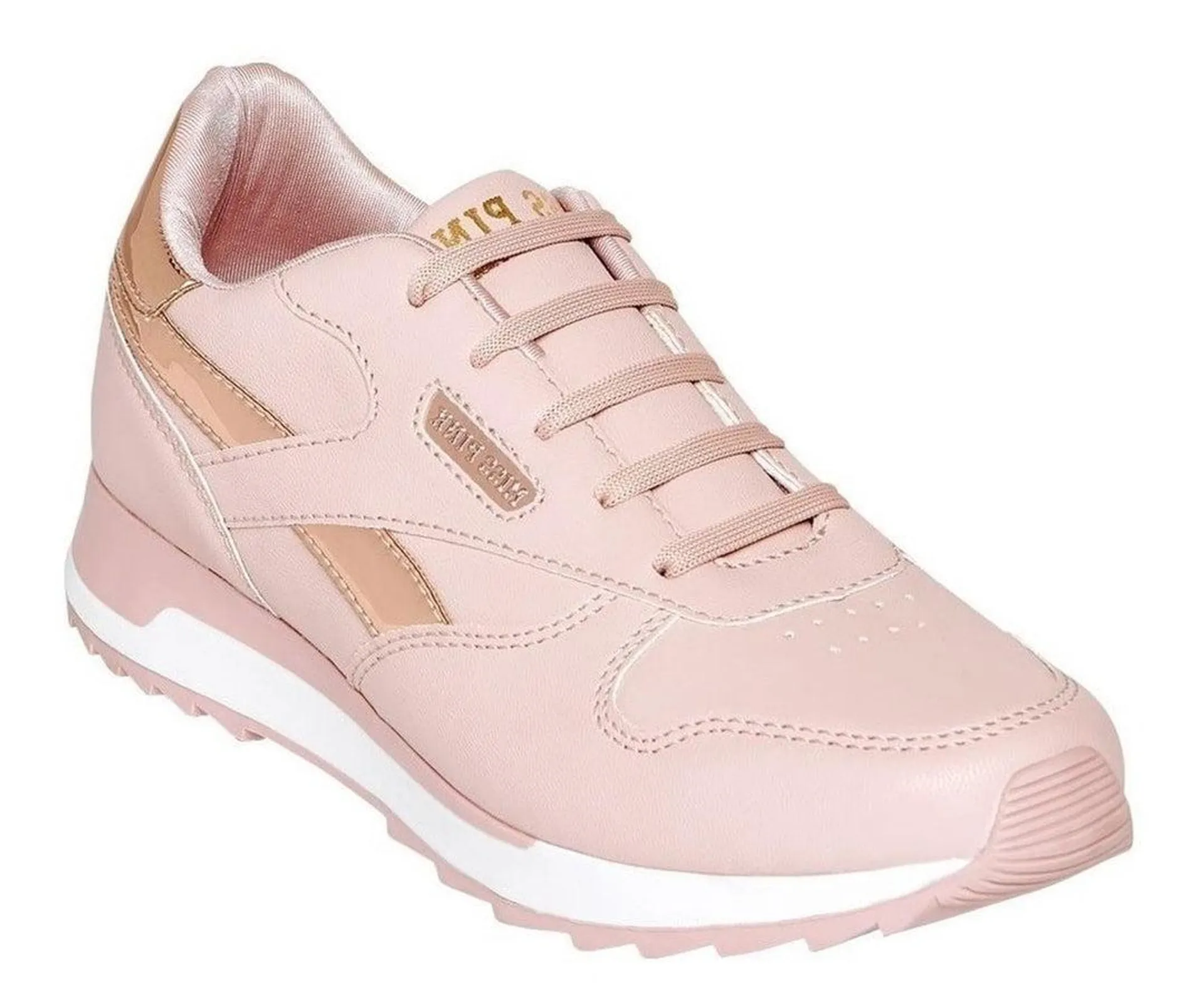 Calzado Tenis Dama Mujer Moda Casual Metalico Tipo Piel Rosa