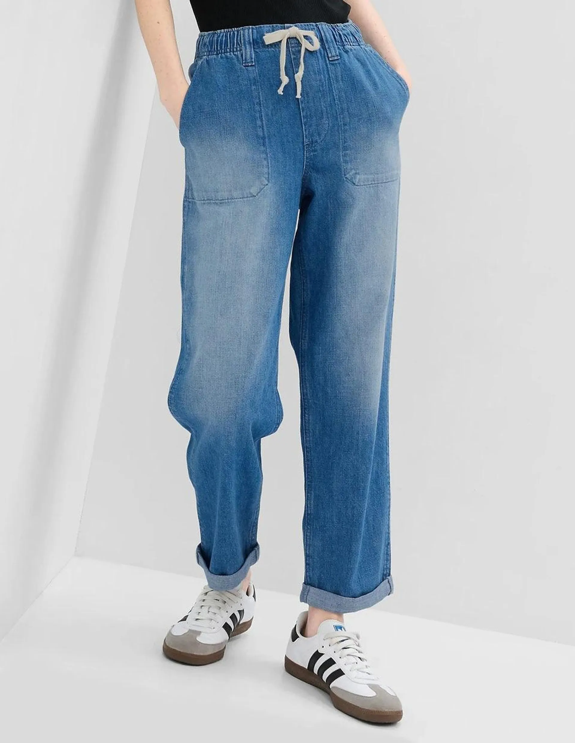 Jeans straight corte cintura para mujer