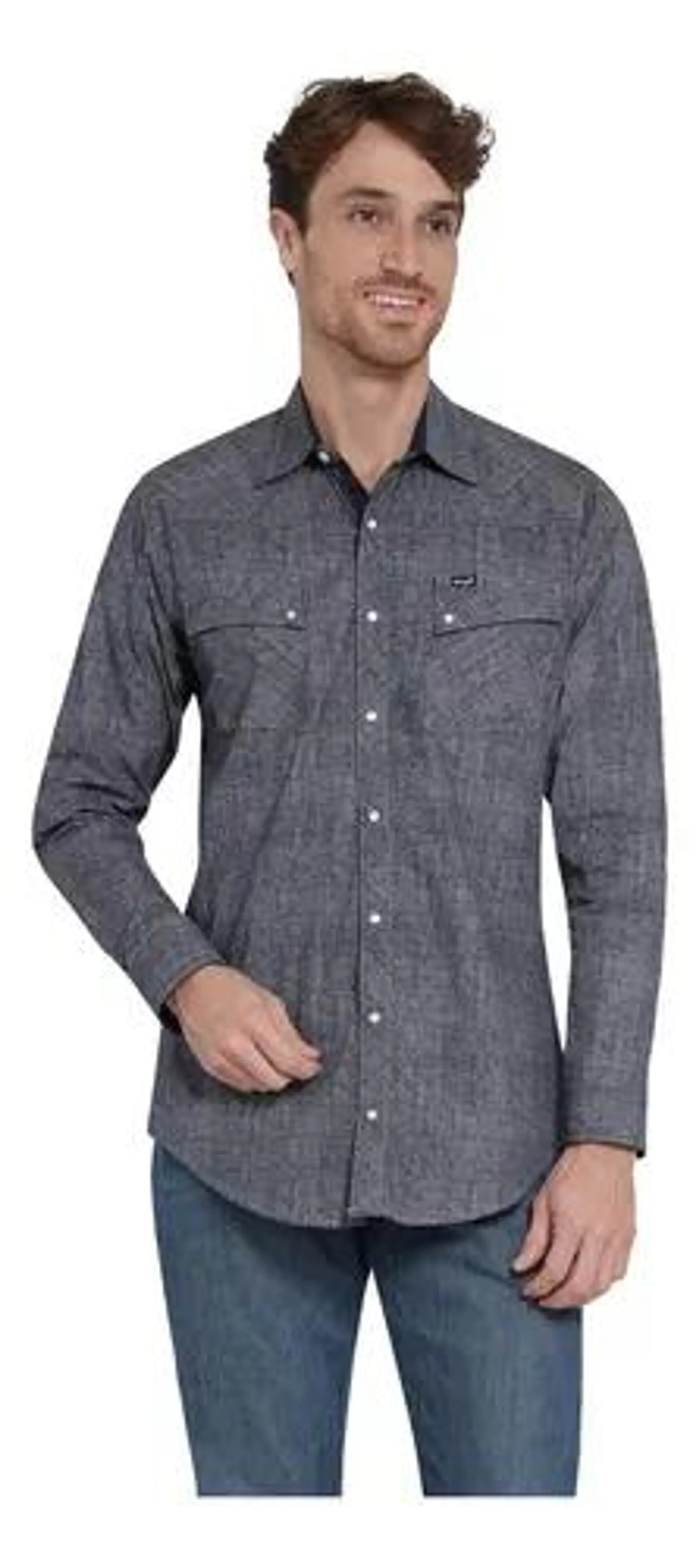 Camisa Vaquera Hombre Wrangler Slim Fit Manga Larga 413